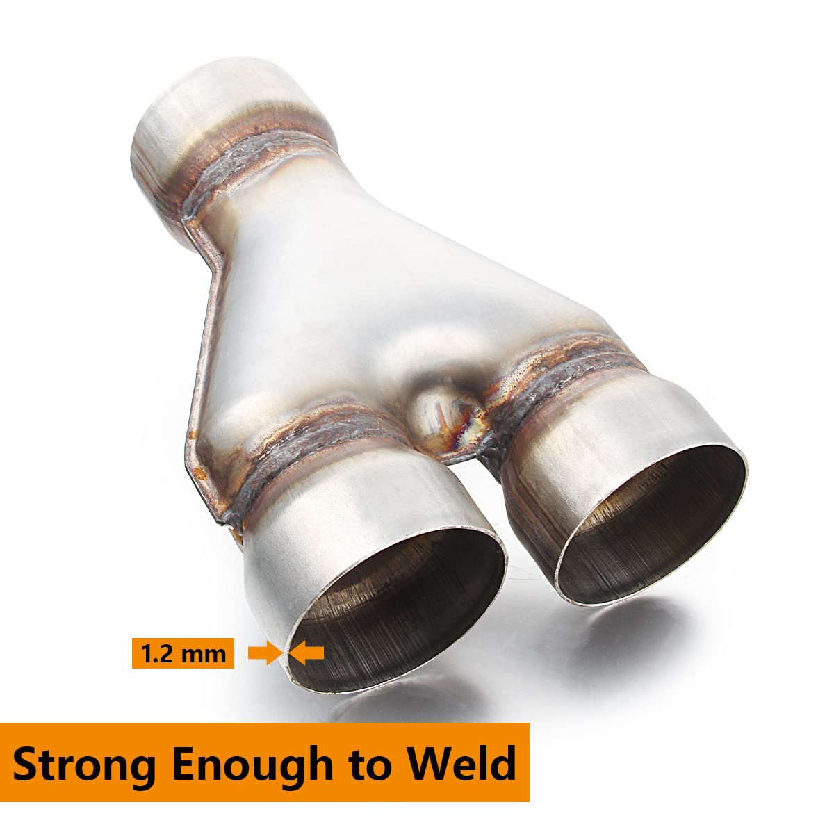 Exhaust Y Pipe 3'' Inlet, A-Karck 3'' Outlet Y Pipe Create Dual Exhausts Withstands High Temperatures