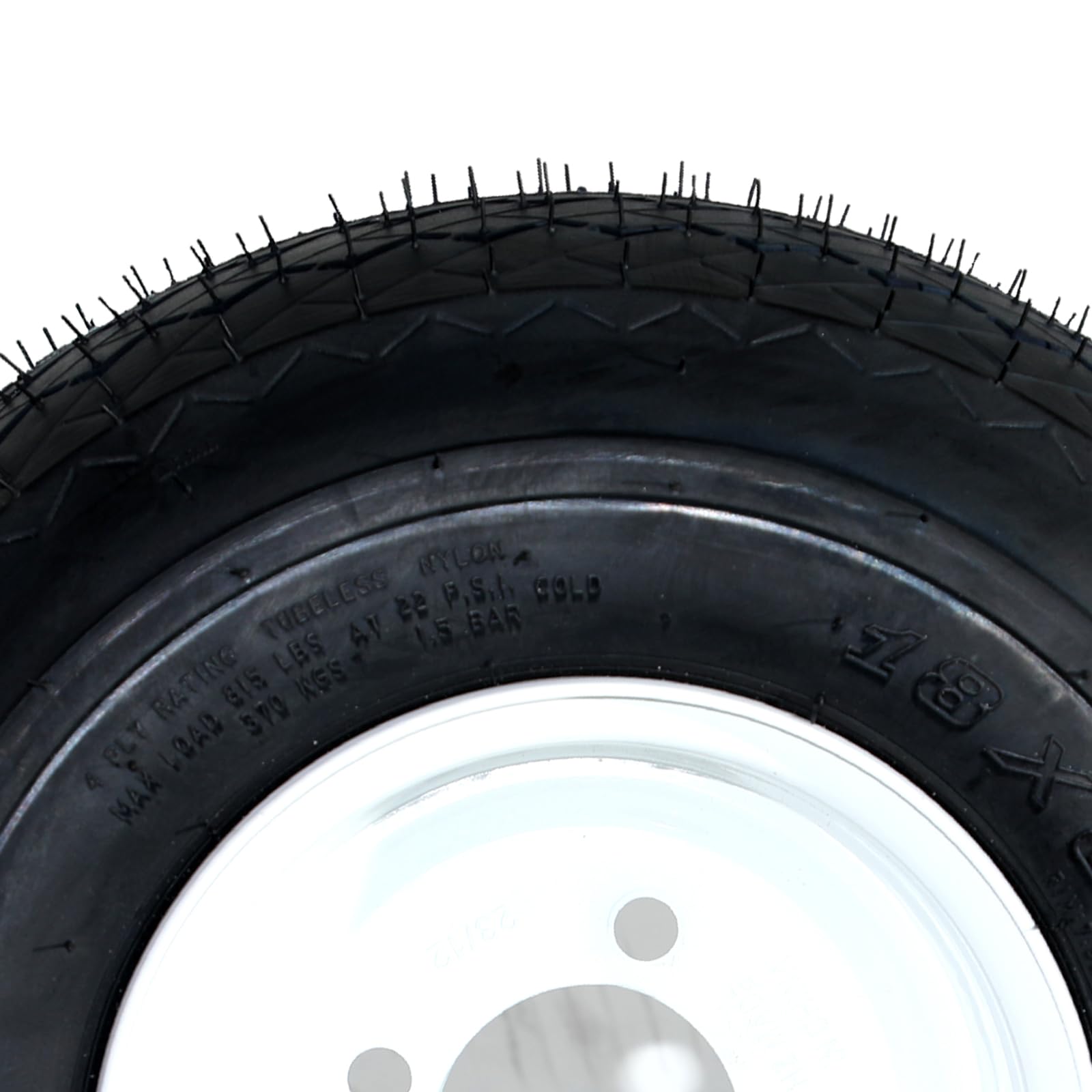 MOTOOS 18x8.50-8 Golf Cart Tires & Rims 18x8.5x8 Lawn Mower Tires 4 Ply Load Range B 4 Lug 4'' Center, 2.83'' Center Bore,White
