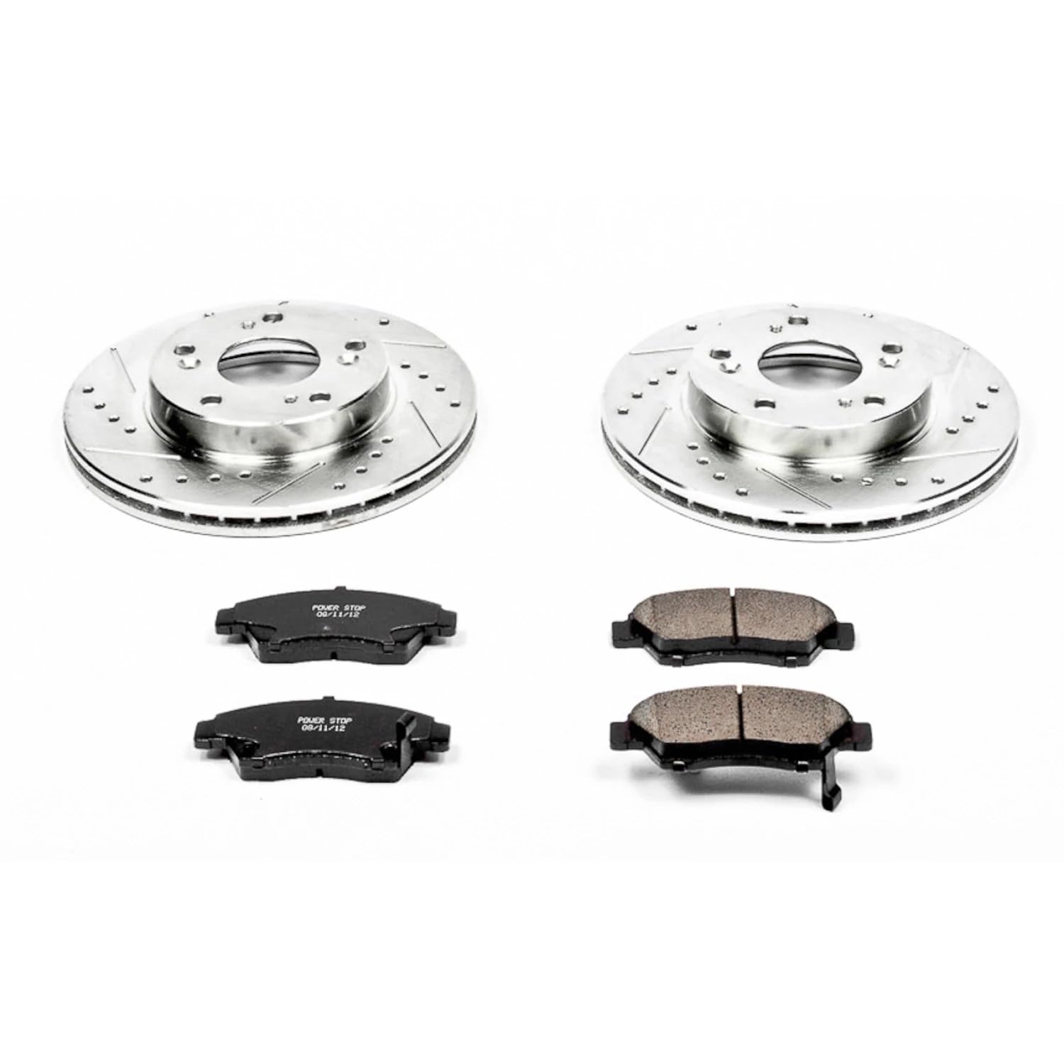 Power Stop K2386 Front Z23 Carbon Fiber Brake Pads with Drilled & Slotted Brake Rotors Kit For Acura RSX 2002-2006, Honda Civic