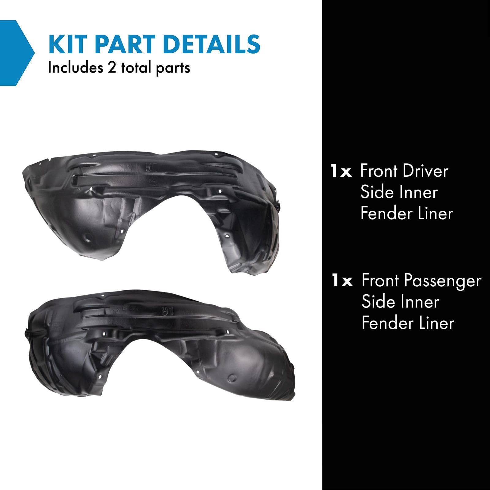 Trq Front Inner Fender Liner Set Compatible With 2015-2022 Dodge Challenger Ch1248178 Ch1249178