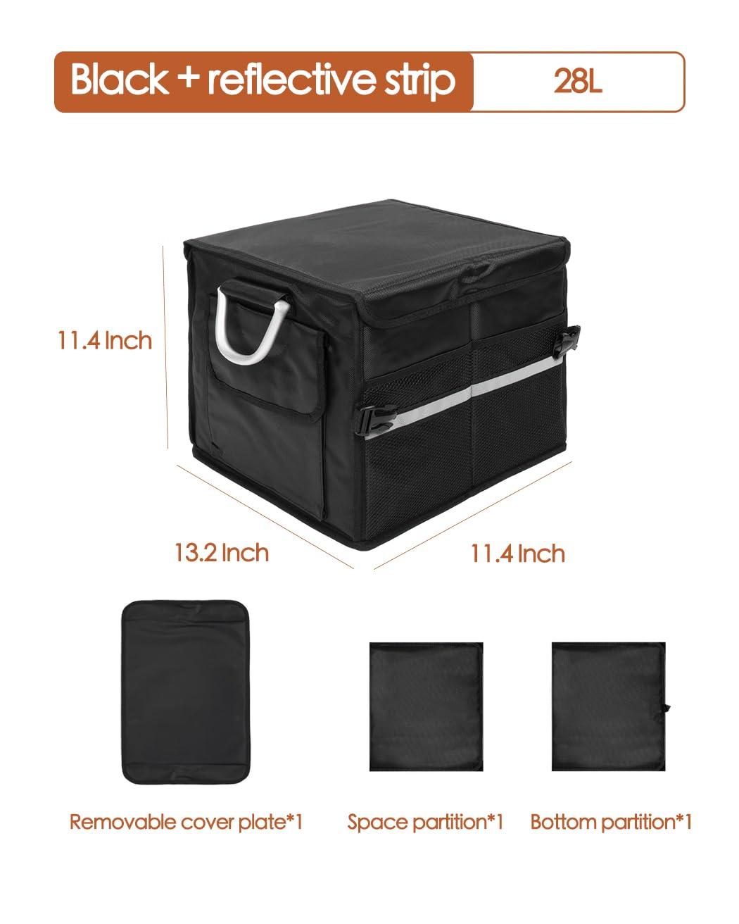 Tongketec Trunk Organizer With Lid,Small,Black 28L,For Suv Car Truck,Collapsible Waterproof Oxford Fabric,Portable Multipurpose