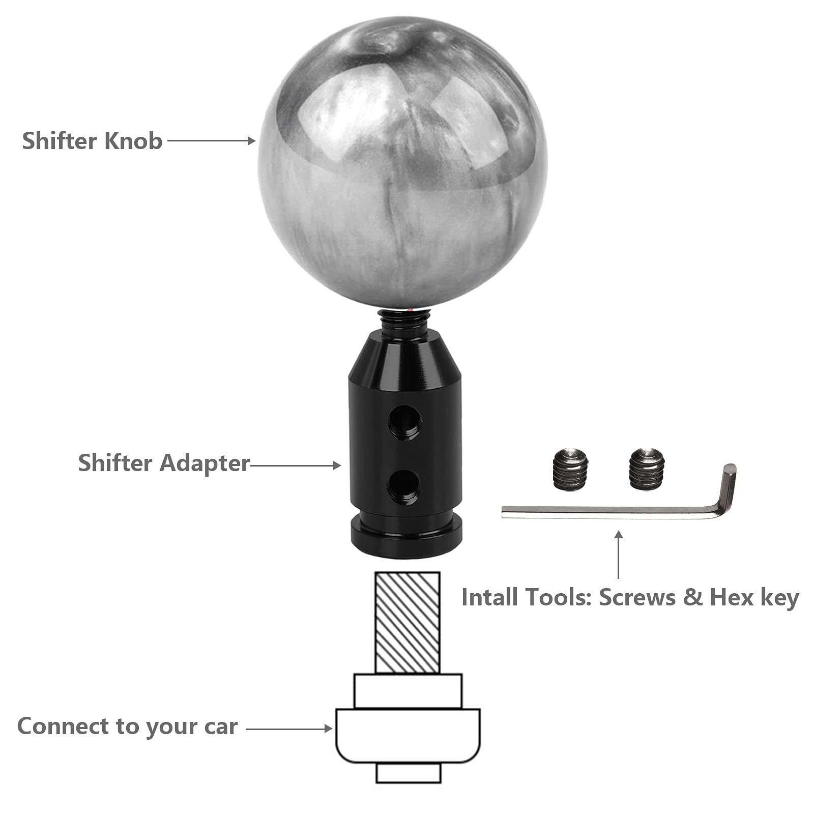 Monrand Shifter Knob Adapter Universal Car Shift Knob Adapter Aluminum Alloy Gear Shift Knob Adapter For Non-Threaded Shifters M
