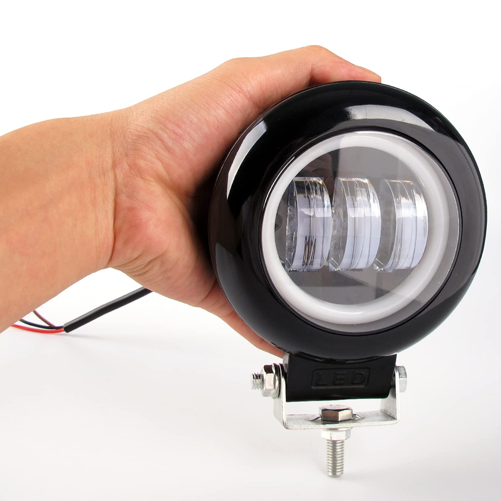 Sufemotec 5 Inch Round 30W Fog Light White 6000K Led Pods White Flood Beam For Car 4X4 Offroad Truck Atv 12V 24V Led Angel Eyes