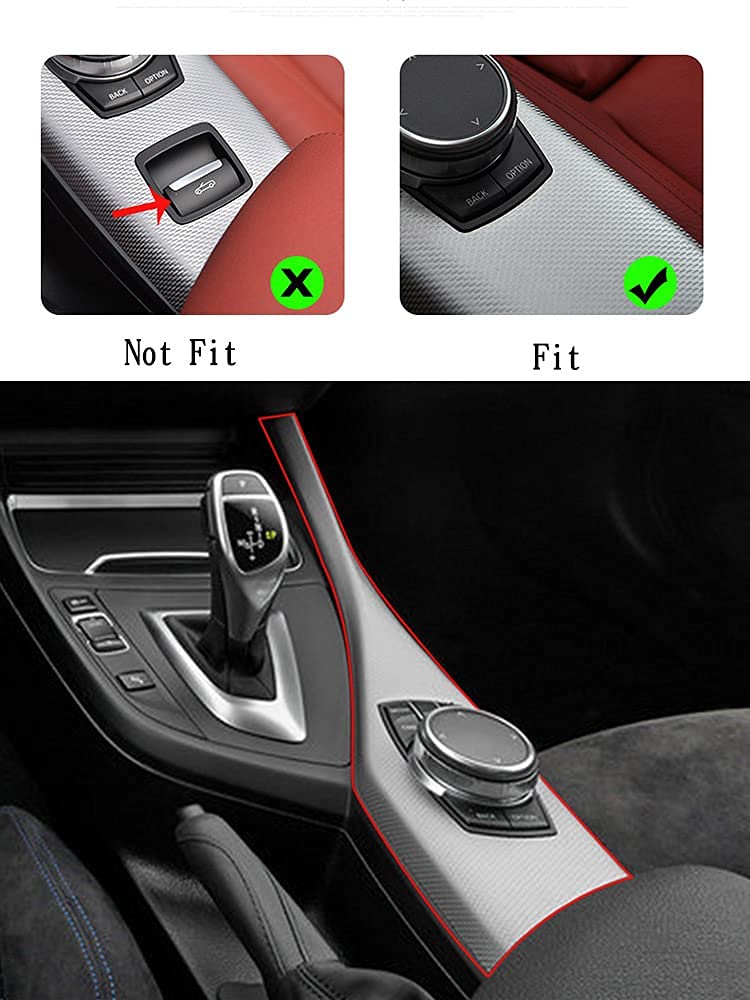 Llkuang Car Center Console Multimedia Button Panel Cover Sticker Compatible With Bmw 1 2 Series F20 F21 F22 Car Central Control Gear Panel Cover Interior Accessories (Carbon Fiber Pattern)