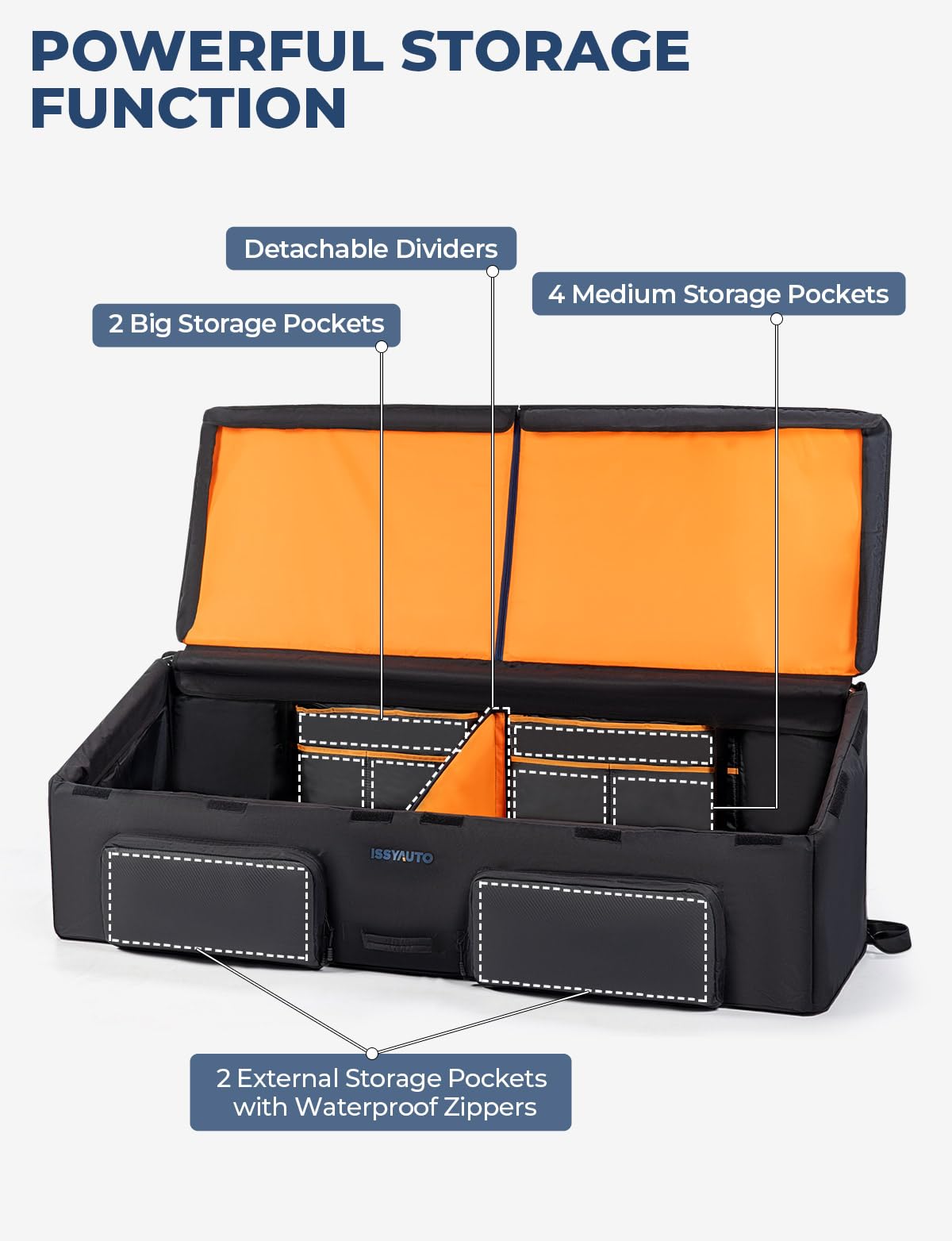 ISSYAUTO Full Size Truck Bed Cargo Box Organizer for Pickup, Waterproof Truck Bed Cargo Bag, Storage Organizer Carrier Accessori