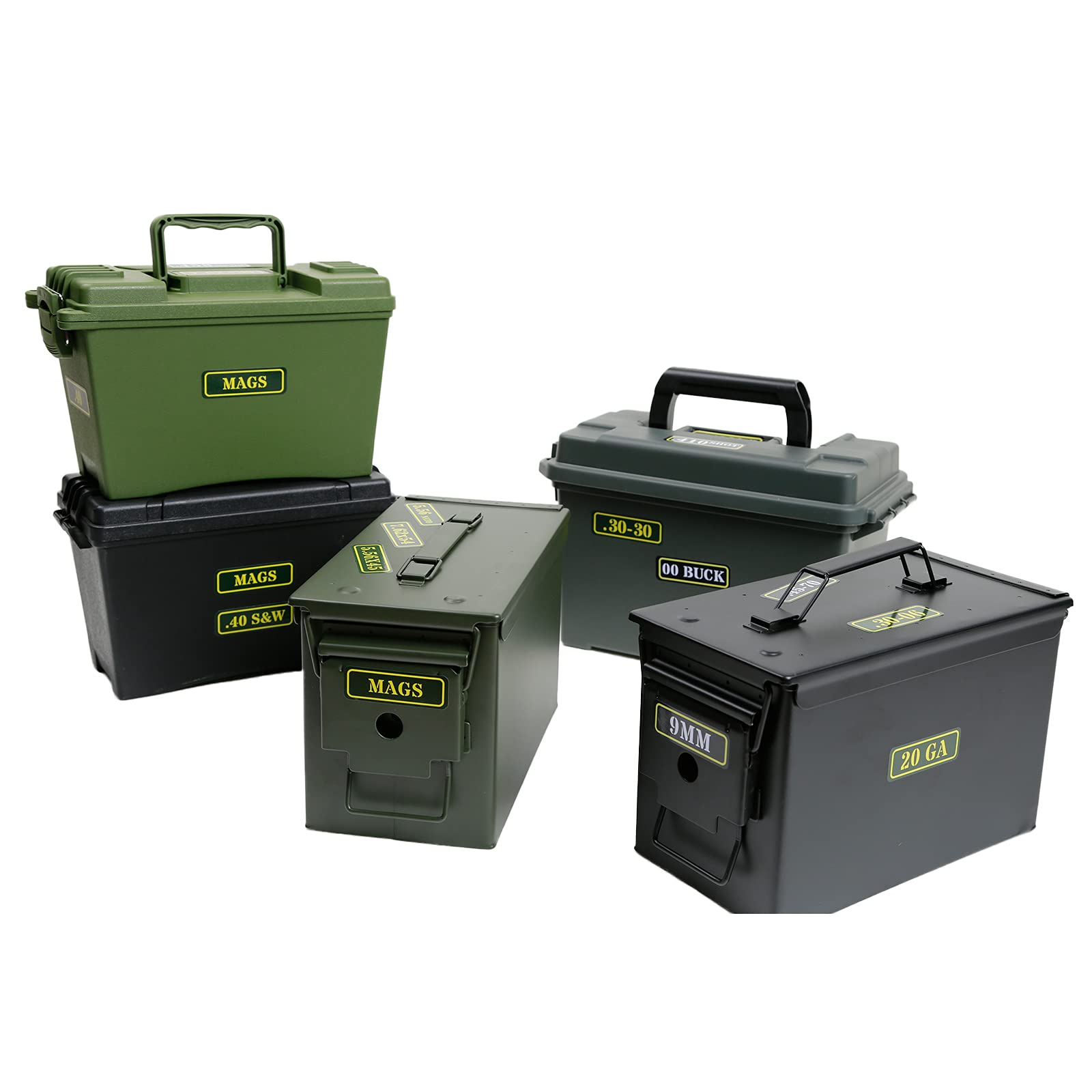 Aolamegs Ammo Can Vinyl Sticker Set Decal Label 9Mm 5.56 7.62 12Ga .22 .223 .308 .300 .380 .45 (40 Pack/10 Varieties)