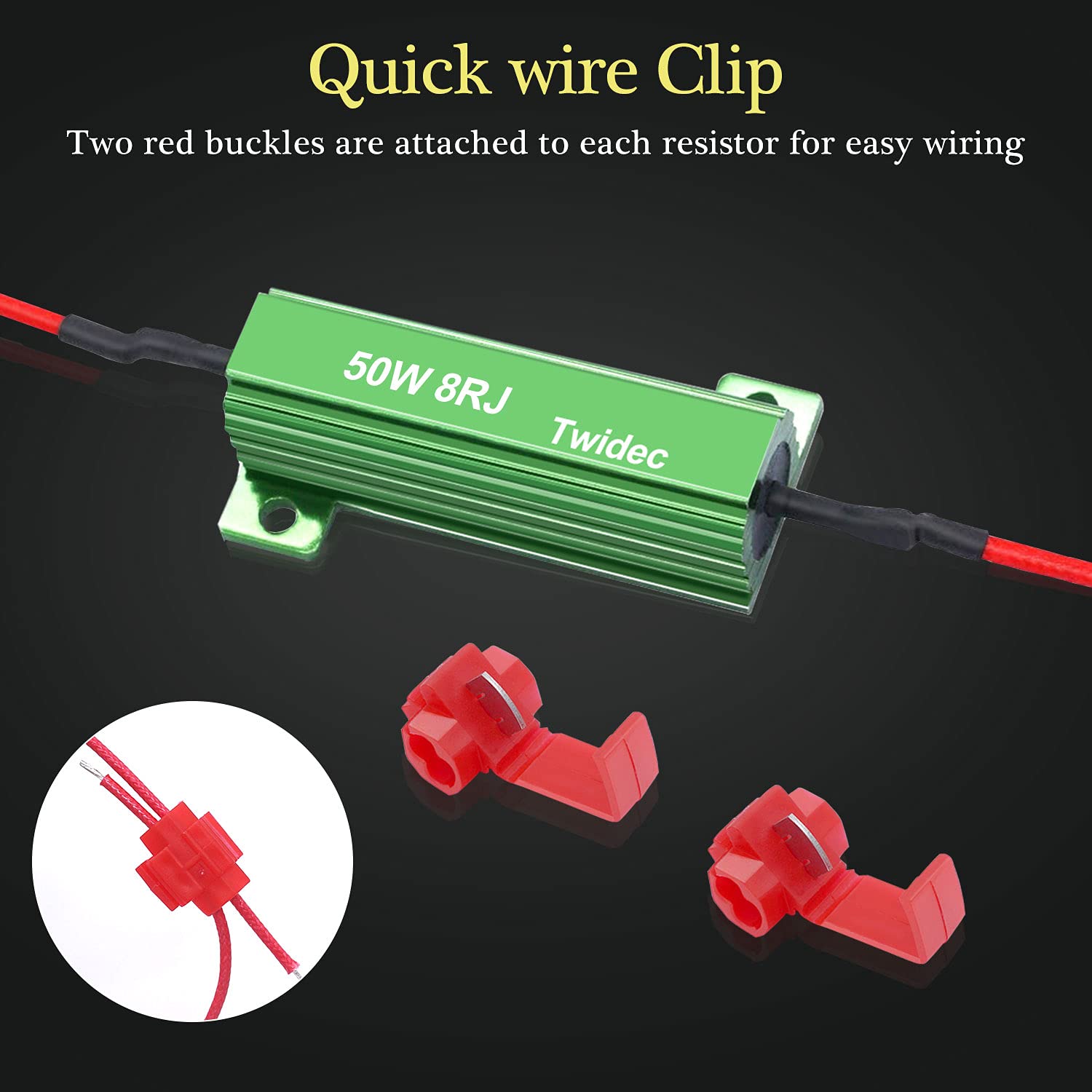 Twidec/8Pcs 50W 8Ohm Led Load Resistors For Fix Led Hyper Flash Turn Signal Light Bulb Fast Blink Error Code（Two Years Warranty）Rx24-50W8-8X