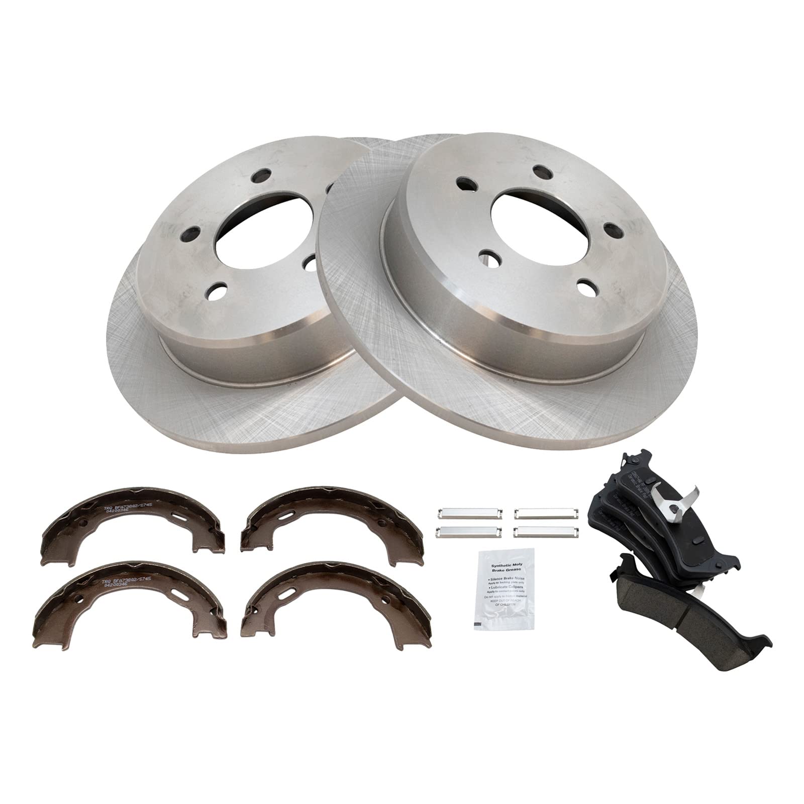 Trq Rear Brake Pad & Rotor Kit Brake Pads Brake Rotor Parking Brake Shoe Set Ceramic Compatible With 2002 Ford Explorer Sport 19