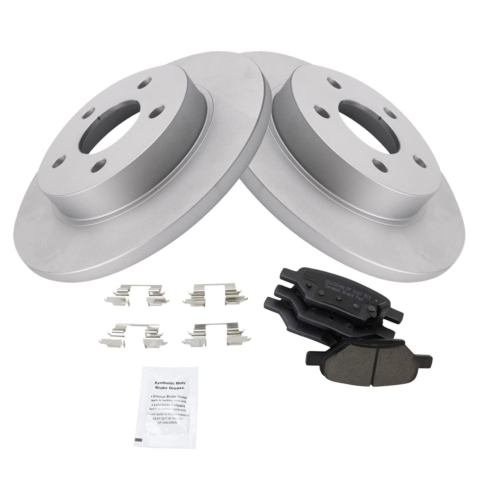 Trq Rear Premium Ceramic Brake Pad & Coated Rotor Kit Compatible With Chevy Pontiac