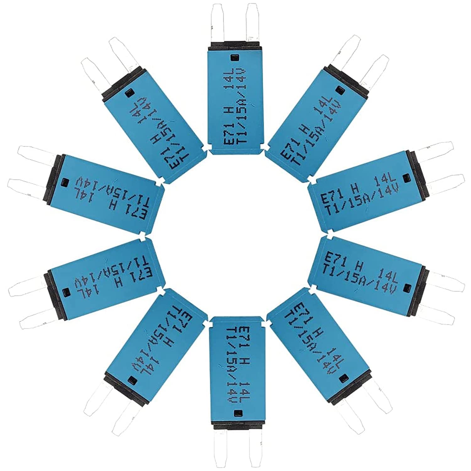 Iztor Automatic Reset Atm Mini Circuit Breaker Car Protector Blade Fuses Assortment Kit 10Pcs Dc 14V E71 T1 15 Amp