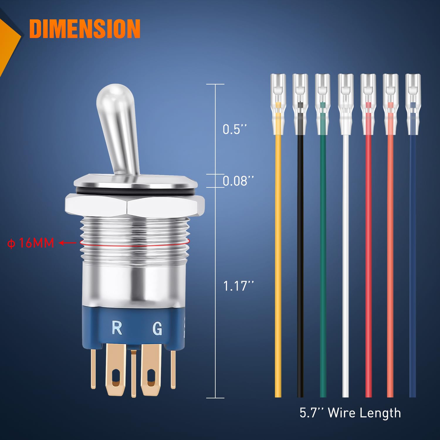 Nilight 3Pcs Rgb Toggle Switch 12-24V Rocker Switch Red Green Blue Led Lighted W/Pre-Wired Harness Stainless Steel Latching On O