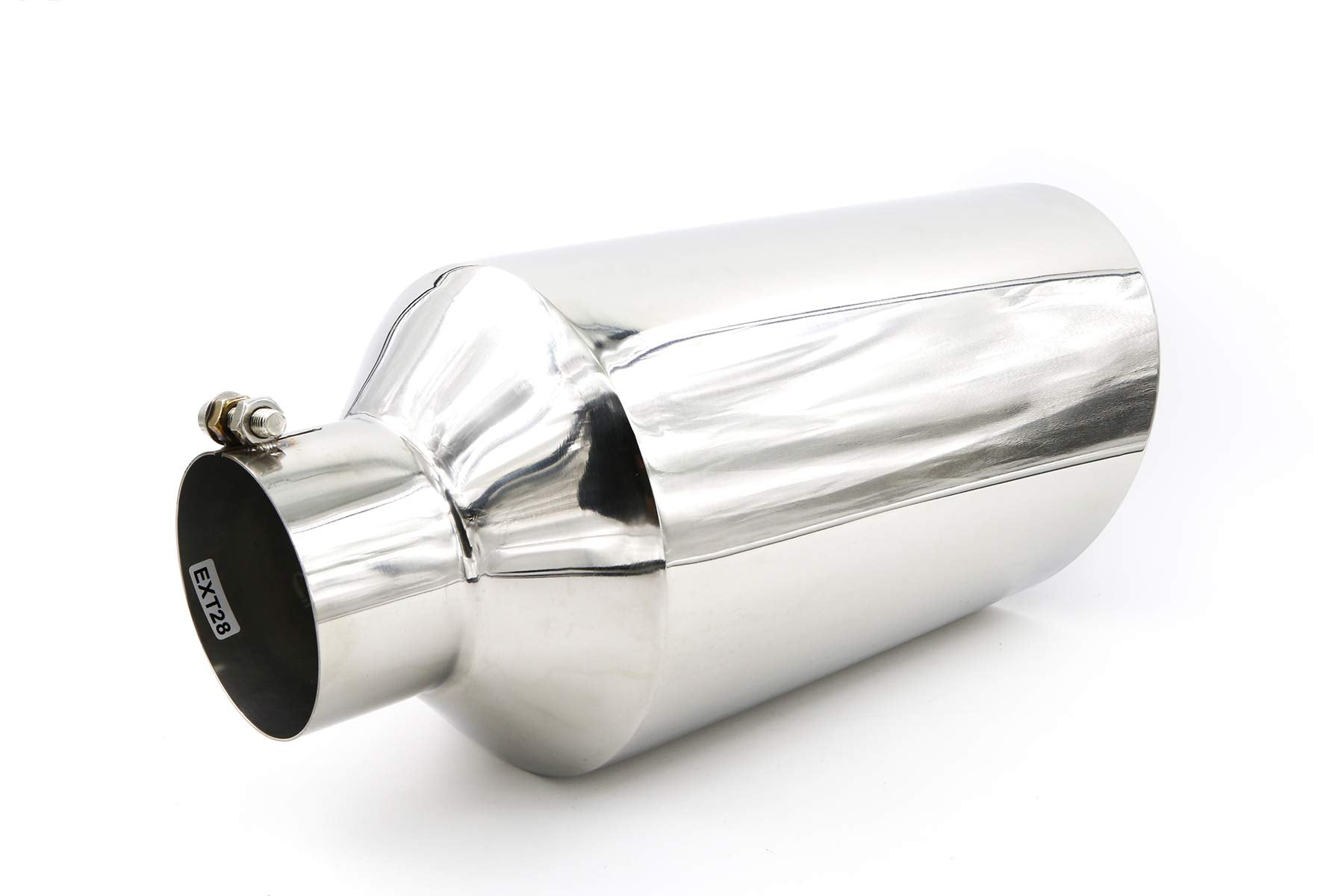Rp Remarkable Power, 4'' Inlet 8'' Outlet 18'' Long Exhaust Tip, Bolt On Design Truck Tail Polished, Rolled Angle Cut