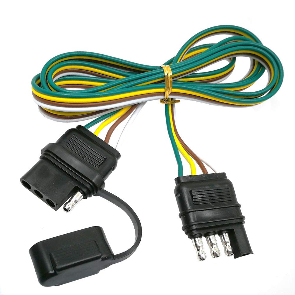 Carrofix 4 Wire Flat Extension 60'' 4-Pin Trailer Wiring Harness Male & Female Connector