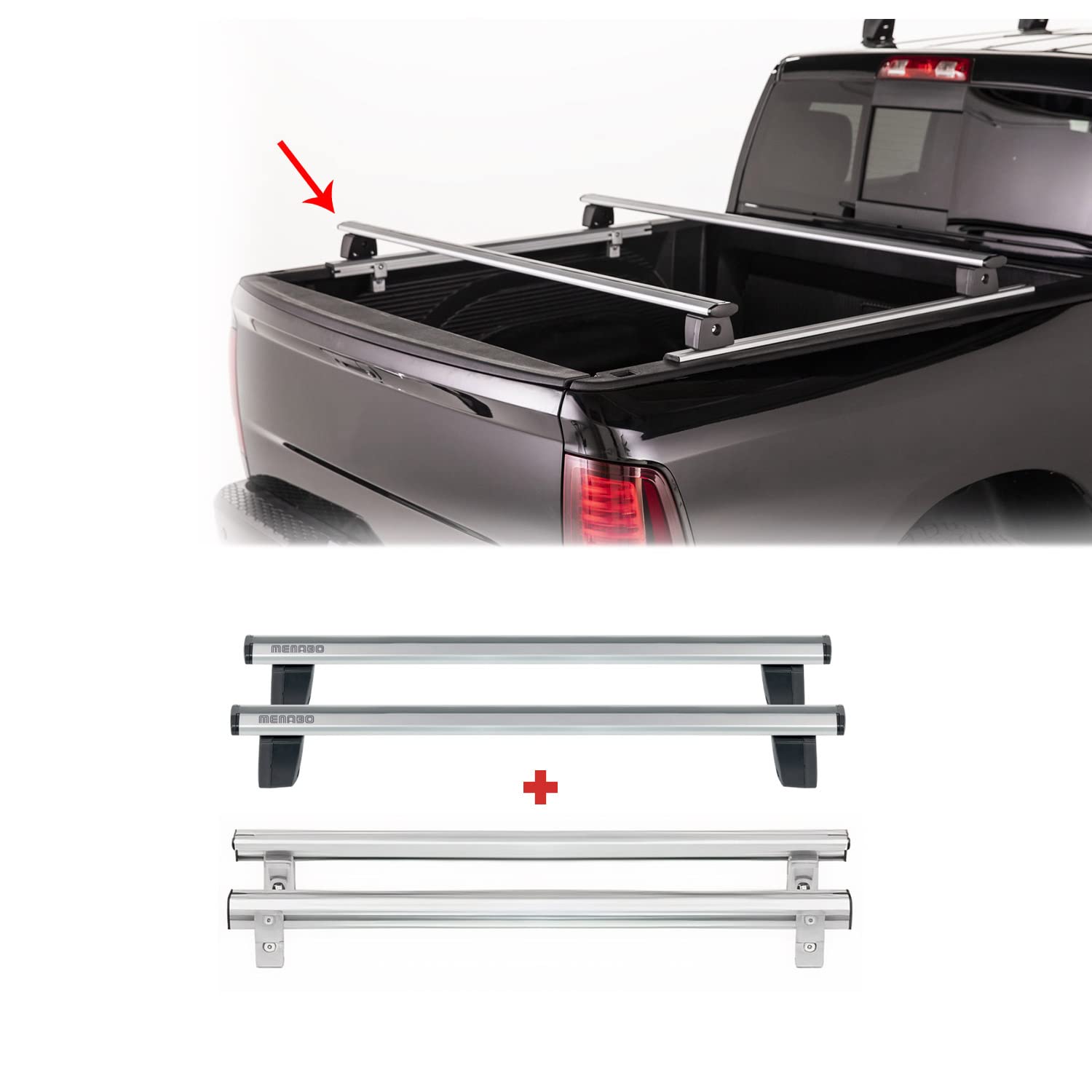 Omac Trunk Bed Carrier Roof Racks For Ford Ranger Aluminium Silver 2 Pcs