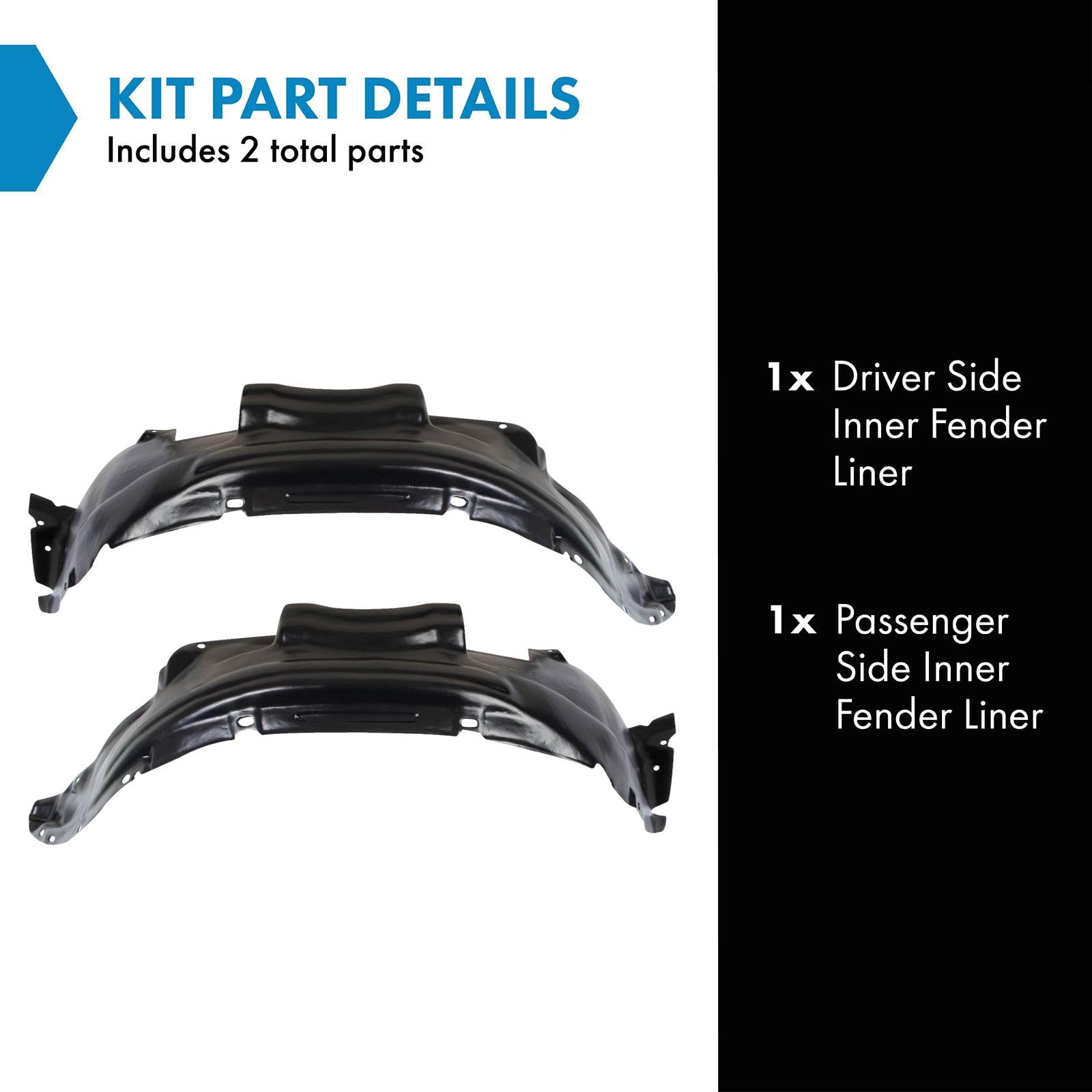 Trq Inner Fender Liner Set Compatible With 1996-2000 Toyota Rav4 To1248109 To1249109
