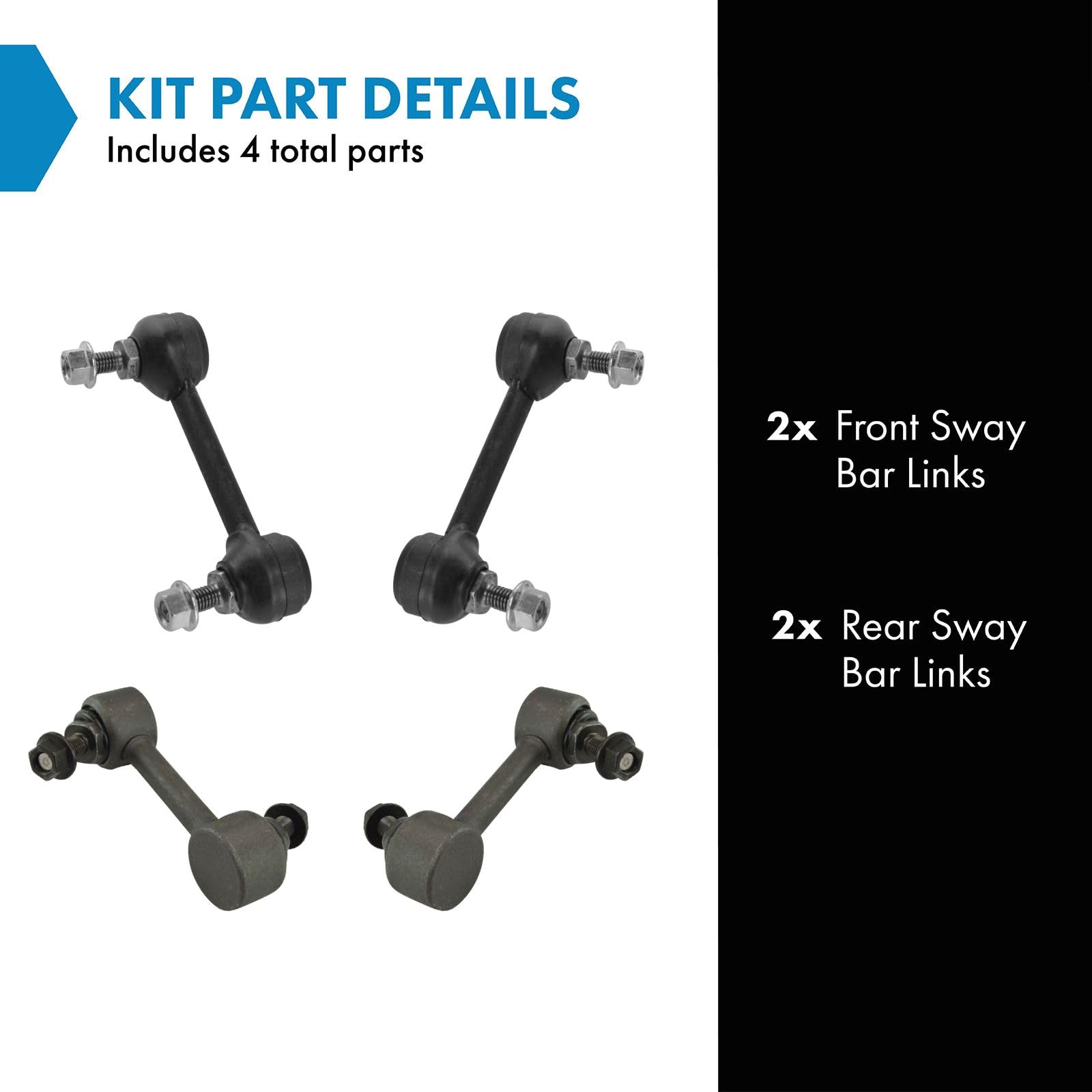 Trq Front & Rear Sway Bar Stabilizer Link Set Compatible With 2004-2012 Chevrolet Colorado Gmc Canyon 2007-2008 Isuzu I-290