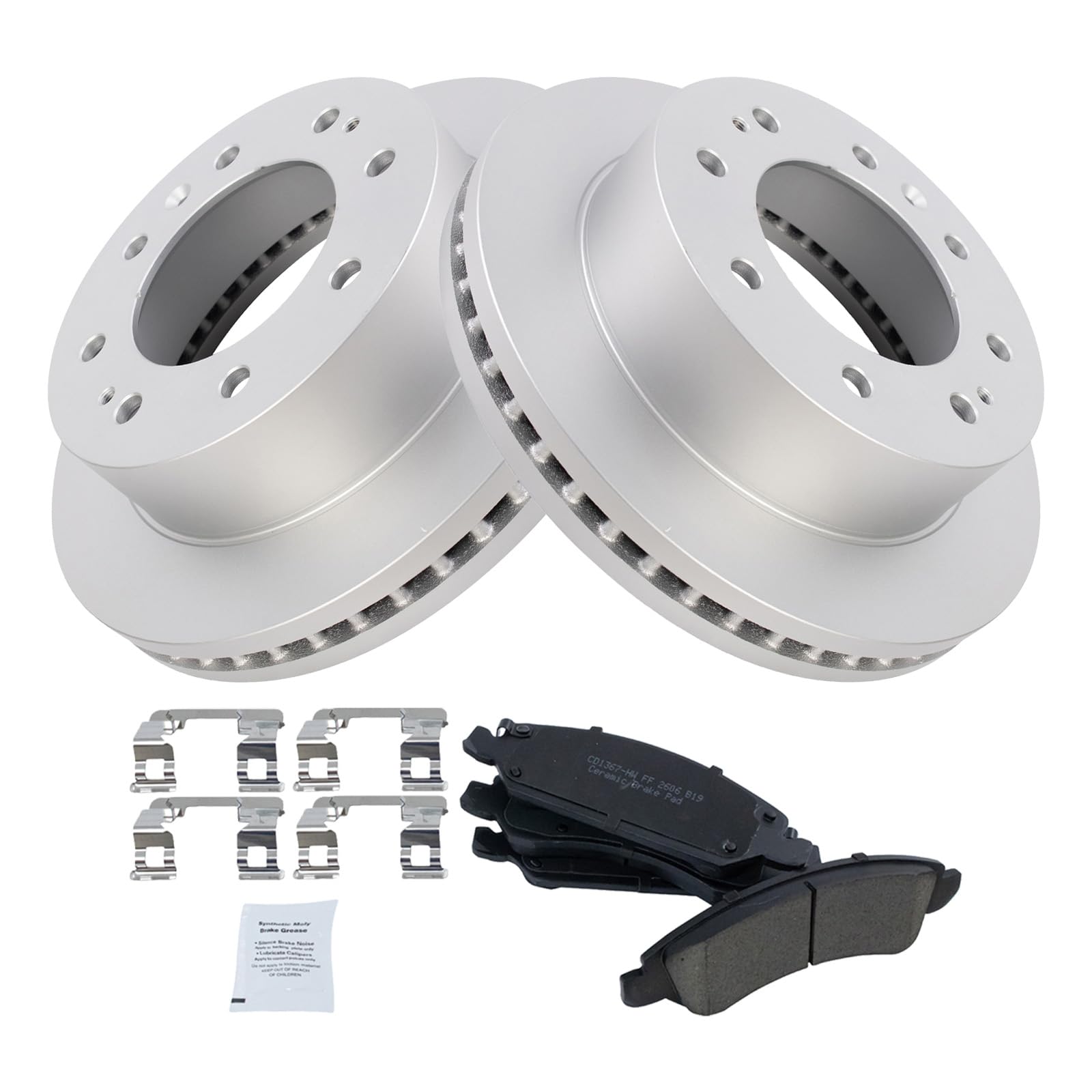 Trq Front Brake Pad & Rotor Kit Brake Pads Brake Rotor Ceramic Compatible With 2017-2019 Chevrolet Suburban