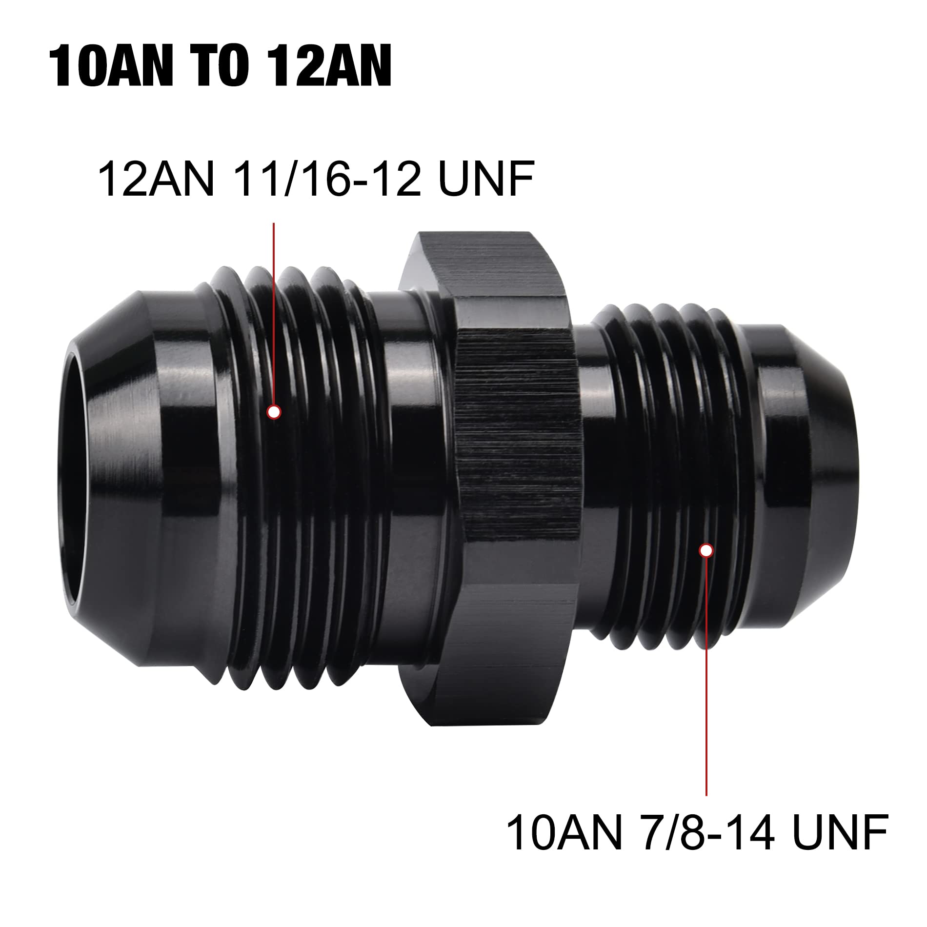 EVIL ENERGY 12AN Male to AN10 Male Flare Reducer Coupler Union Straight Adapter Fitting Black