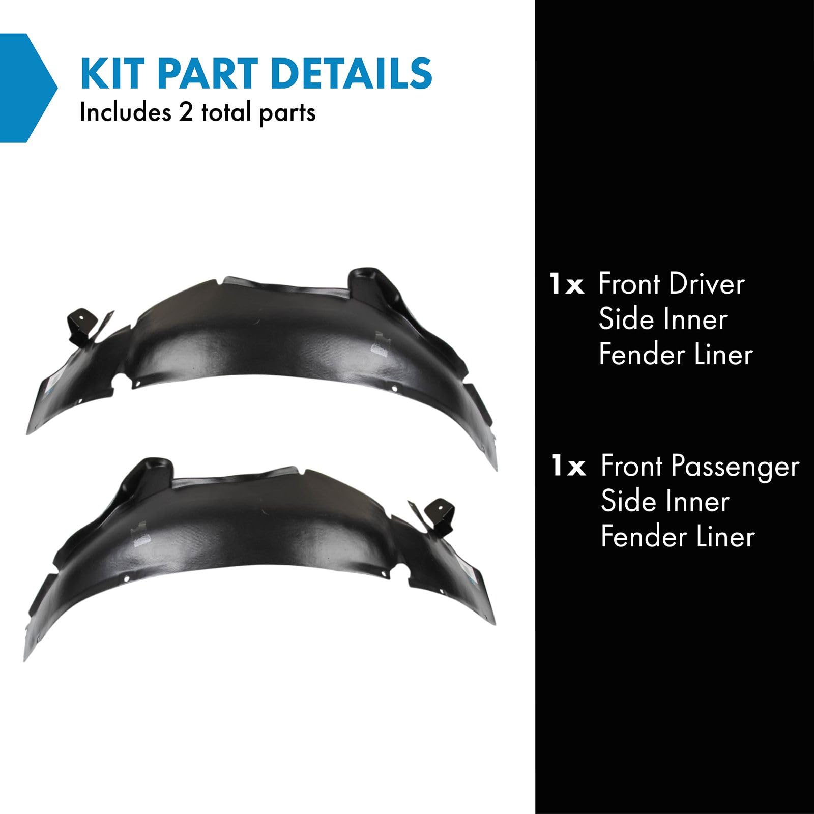 Trq Front Inner Fender Liner Set Compatible With 2006-2007 Chevrolet Monte Carlo Gm1250126 Gm1251126