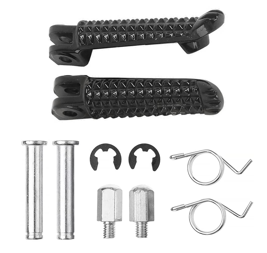 Vpzmt Front Foot Pegs Footrests Pedal Fits For Yamaha Yzf R1 1992-2019/Yzf R1S R1M 2015-2023/Yamaha Yzf R6 1999-2020/Yamaha Yzf R6S 2003-2009 (Front-Black-1)