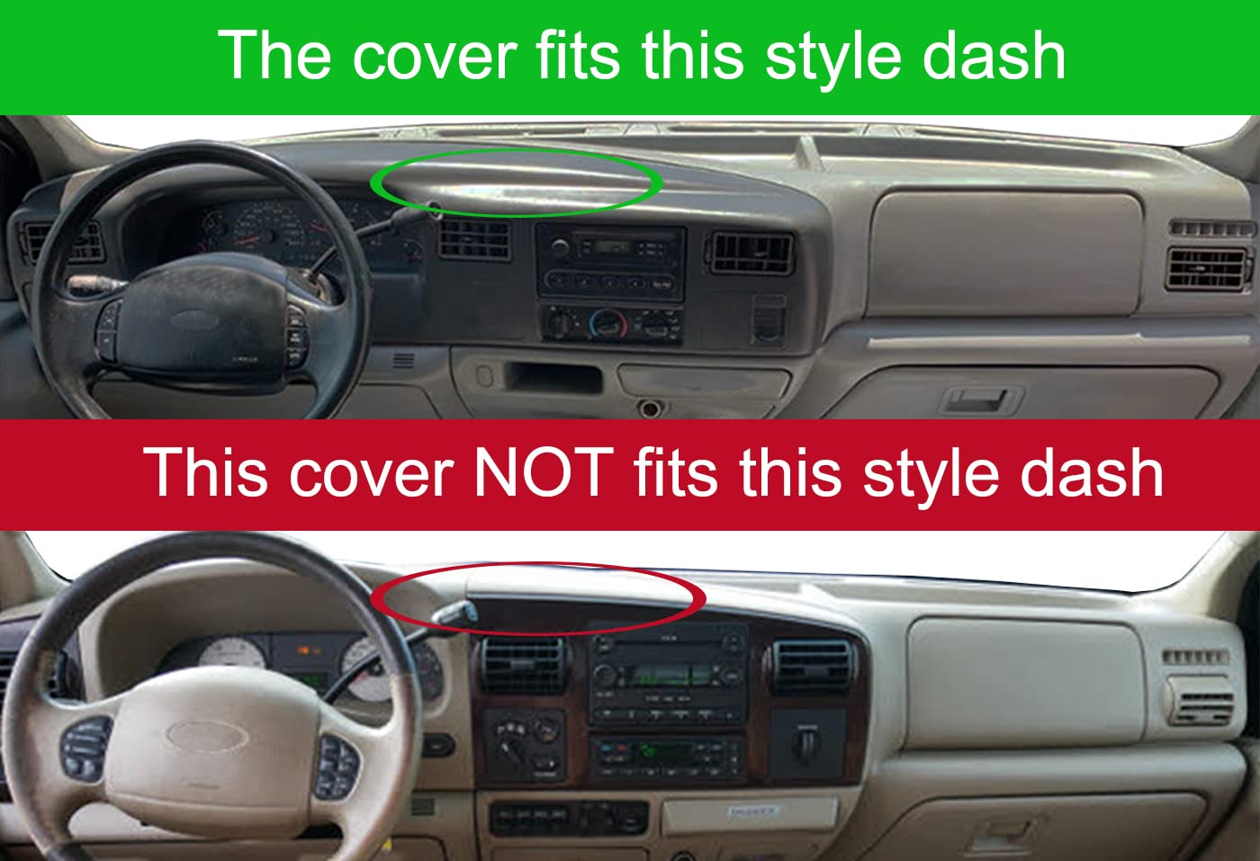 Dashboard Cover Dash Cover Mat Pad Carpet Custom Fit For Ford F250 F350 F450 Super Duty 1999 2000 2001 2002 2003 2004 / Ford Excursion 2000-2005 (Dark Gray) Y72