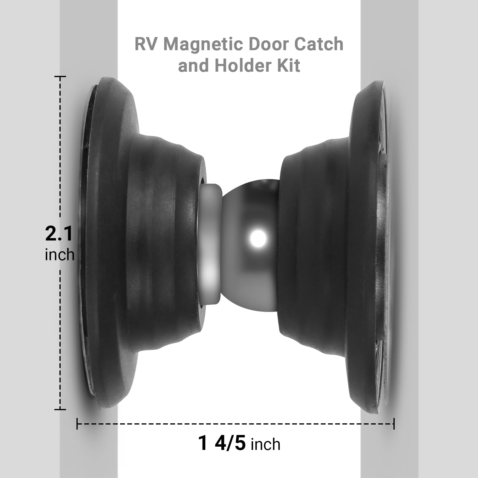 CALPALMY (2 Pairs) RV Magnetic Door Catch and Holder Kit - Black RV Storage Door Holder Magnetic Baggage Door Catch for RV Campe