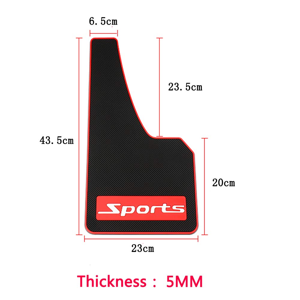 Soft Material Automotive Fender Car Mud Flaps Universal Fit Black Splash Guards Rubber Mud Guard No Collision Universal(Sports)