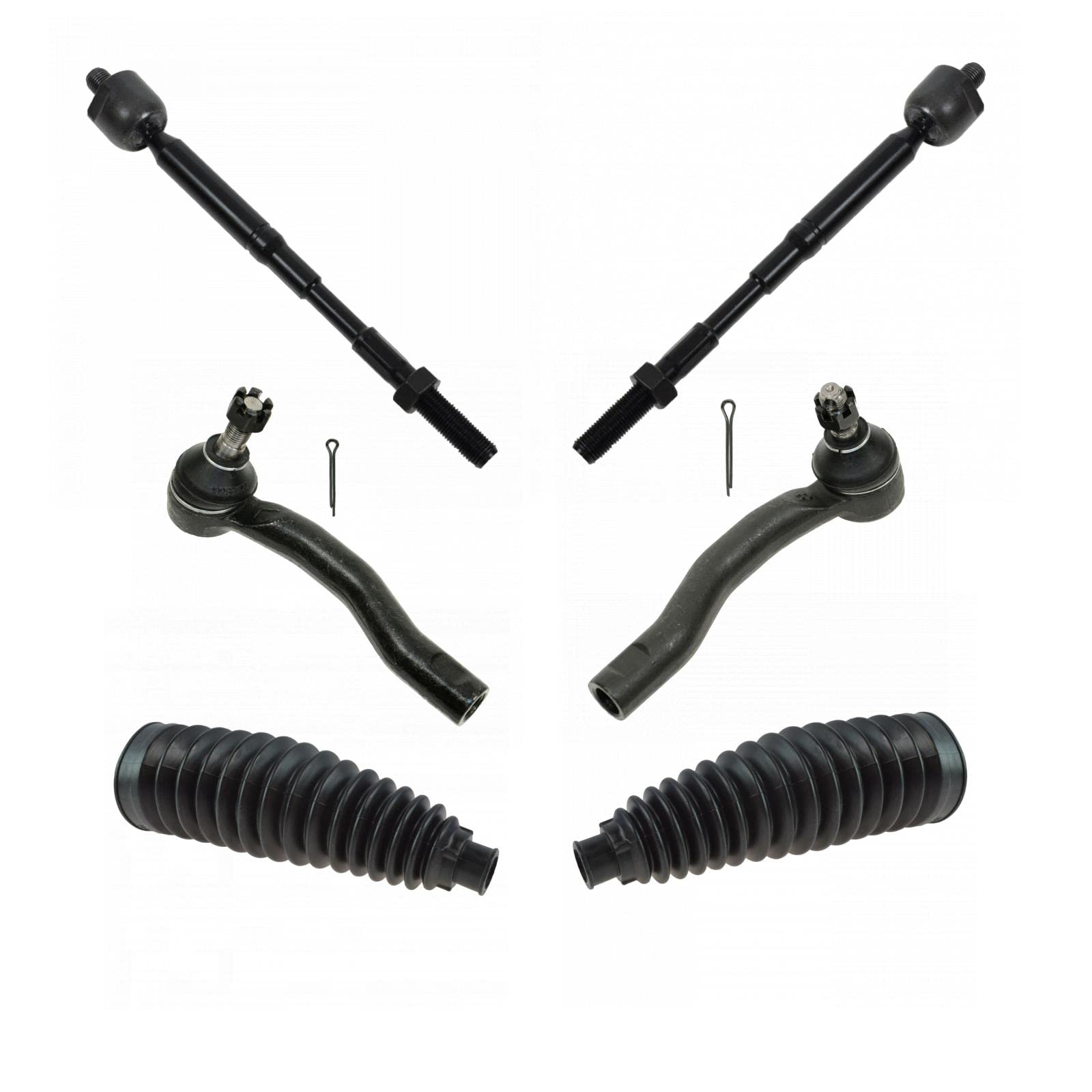 Trq Front Steering Kit Steering Rack & Pinion Bellow Tie Rod Compatible With 2003-2008 Toyota Corolla