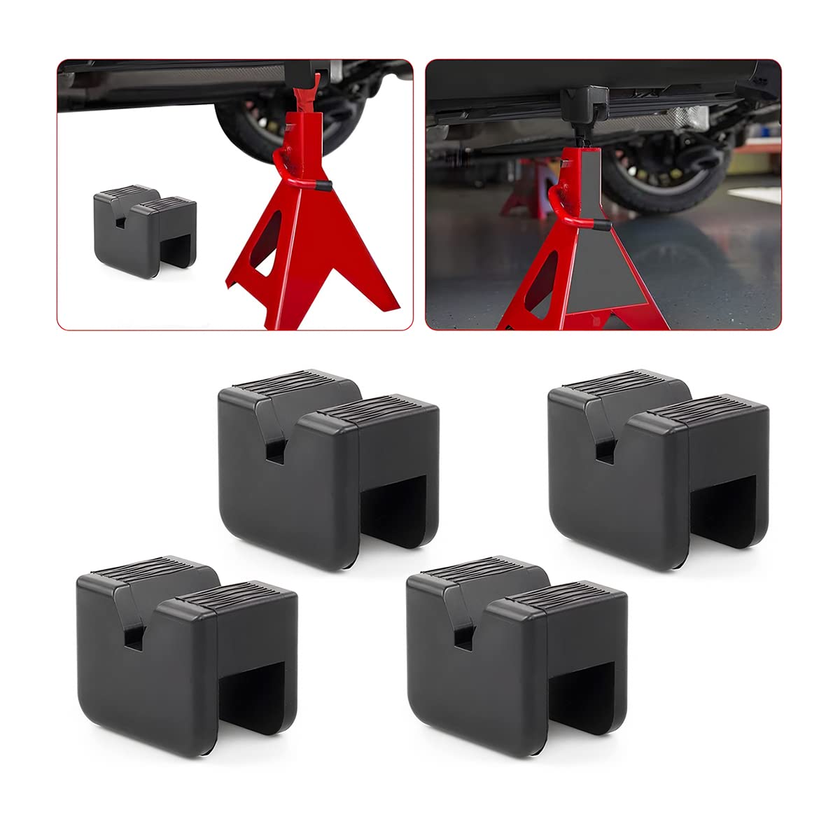 Belomi Jack Stand Pads, 4 Pcs 3 Ton Jack Pad Adapter, Universal Rubber Slotted Frame Rail Pinch Welds Protector Pad For Jack Sta