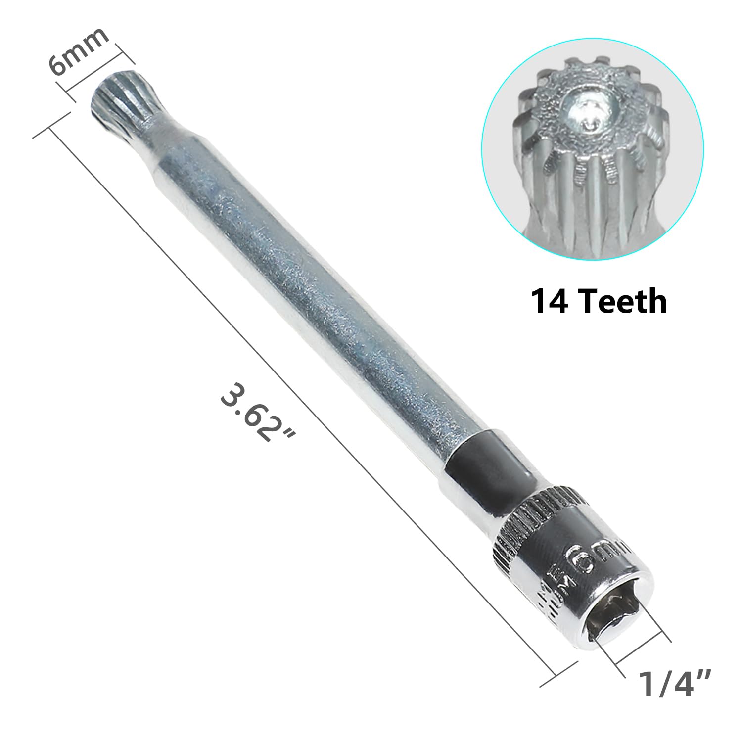 DPTOOL Dual Clutch Transmission Tool - Electromechanical Actuator Reset for Ford DSG 6 Speed DPS6, 6mm, 14 Spline Socket, 1/4" Drive