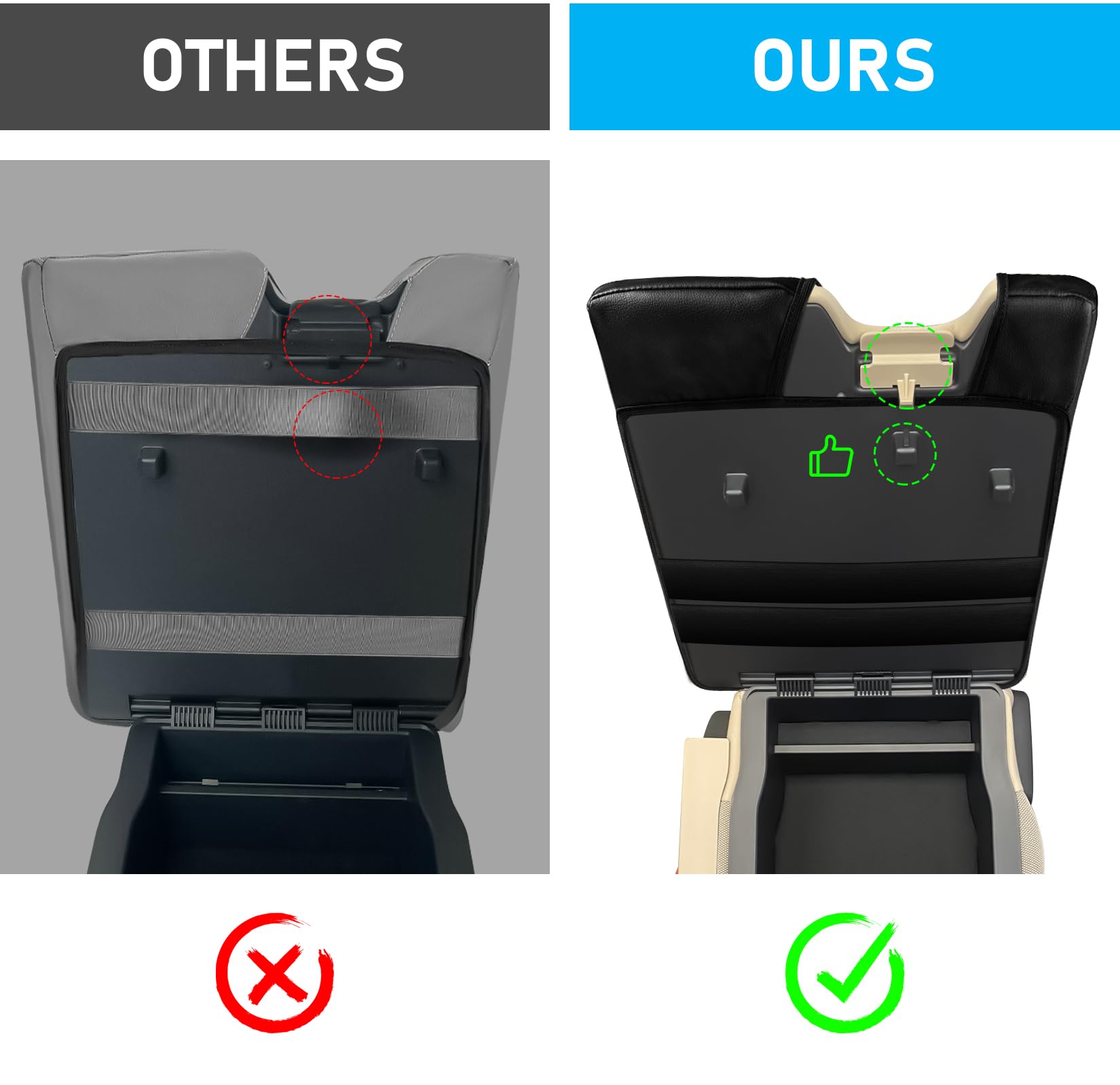 Sinvanho Center Console Cover For Ford F150 F250 F350 F450 F550 2015-2024 With 40/20/40 Jump Seat, Pu Leather Middle Console Cover Armrest Seat Box Lid Protective Cover