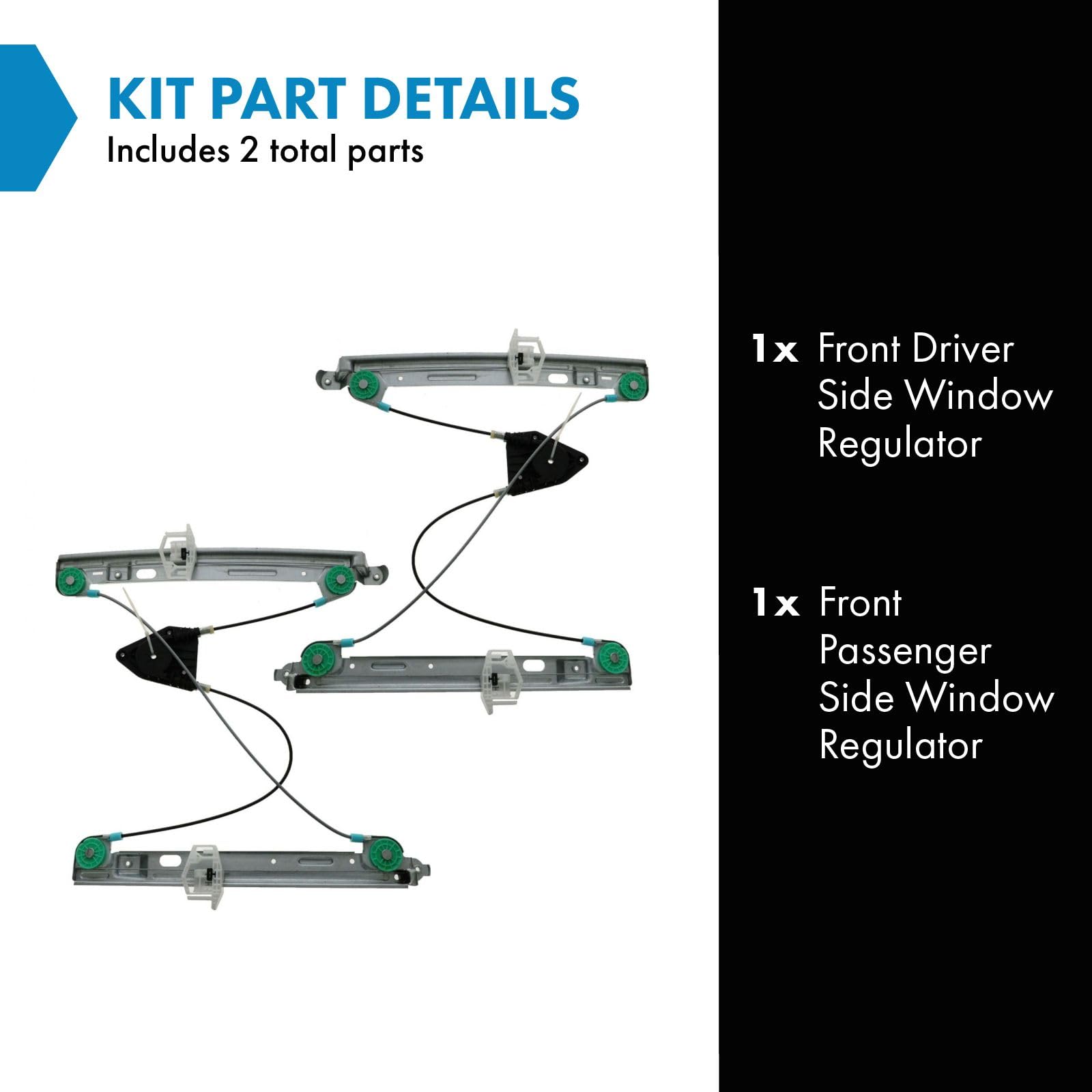 Trq Front Power Window Regulator Set Compatible With 2007-2012 Dodge Caliber