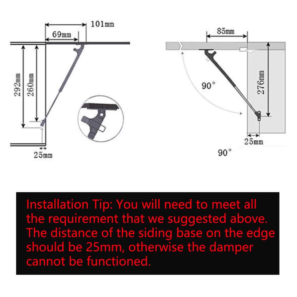 2 Pack Extended 10 Inch Gas Prop Force 100N/22Lb Gas Struts - Black Gas Springs/Window Lift And Lid Support/Gas Shocks For Rv Bed Platform/Floor Hatch/Outdoor Bench/Cabinet/Tool Box