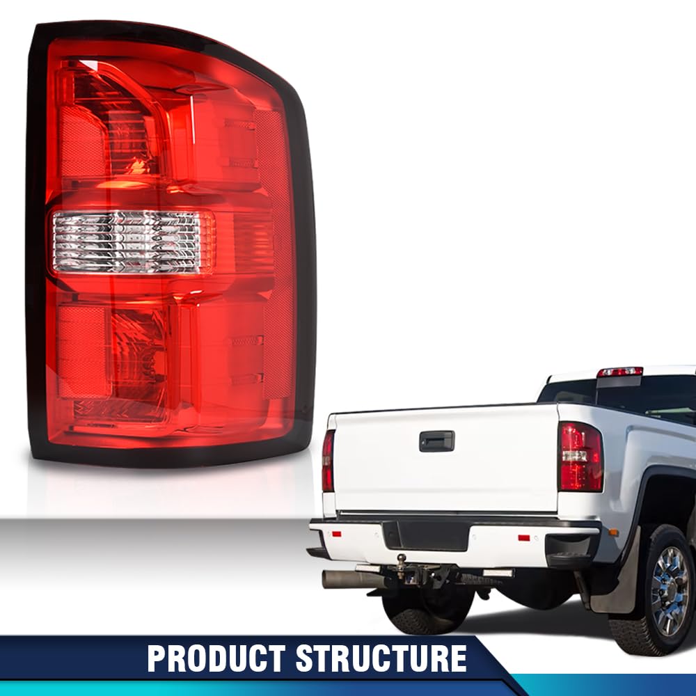 Pit66 Red Lens Right Tail Lights Lamp W/O Bulbs Fit Gmc Sierra 1500 2014-2018/Fit Gmc Sierra 2500 Hd 2015-2019/Fit Gmc Siera 350