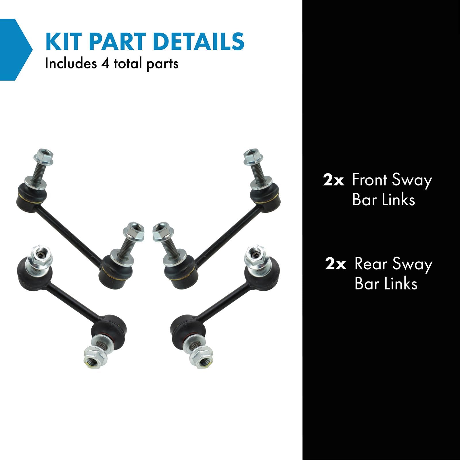 Trq Front & Rear Sway Bar Stabilizer Link Set Compatible With 2008-2014 Cadillac Cts