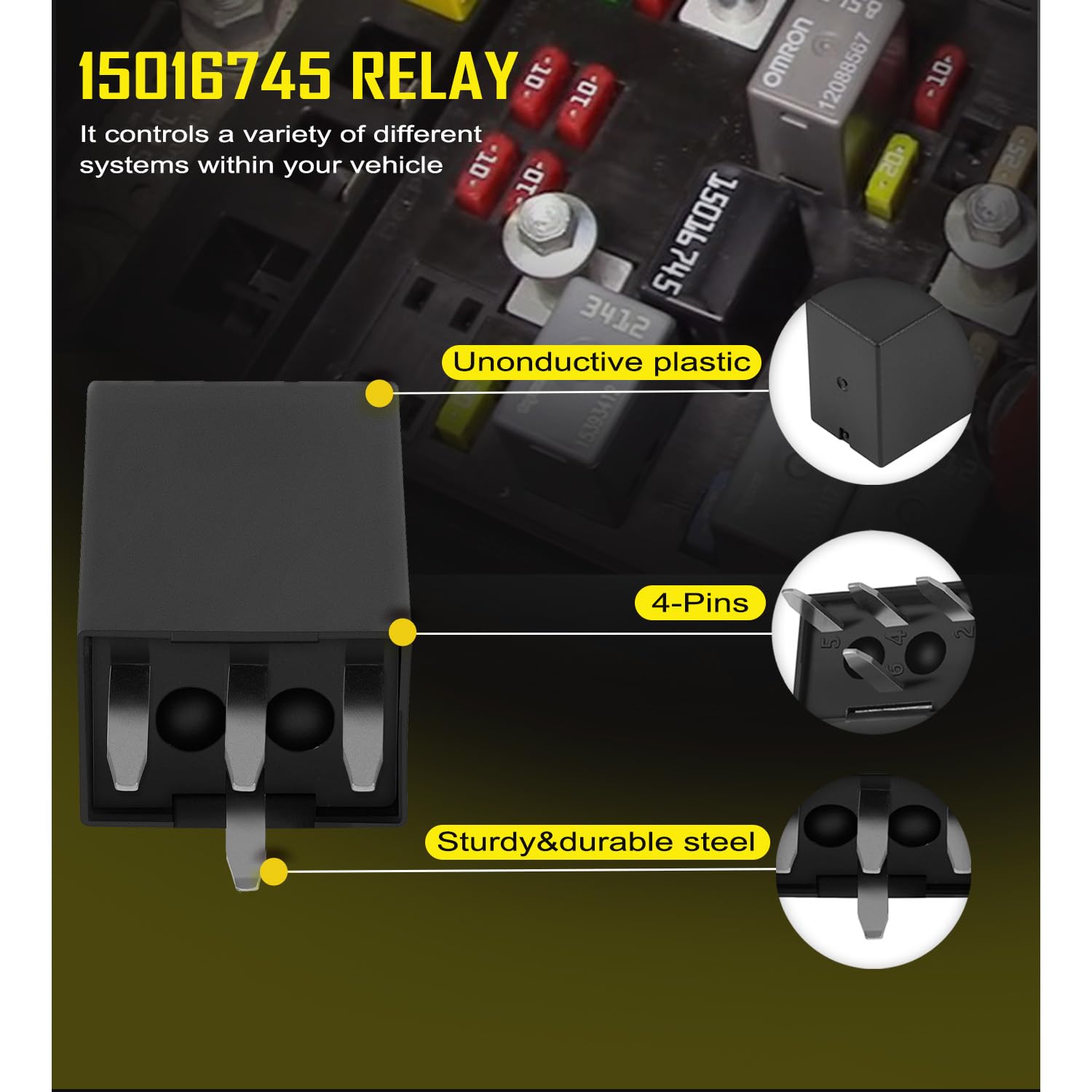 15016745 Multi-Purpose Relay for Vehicle A/C Relay 601-218 4-Pin
