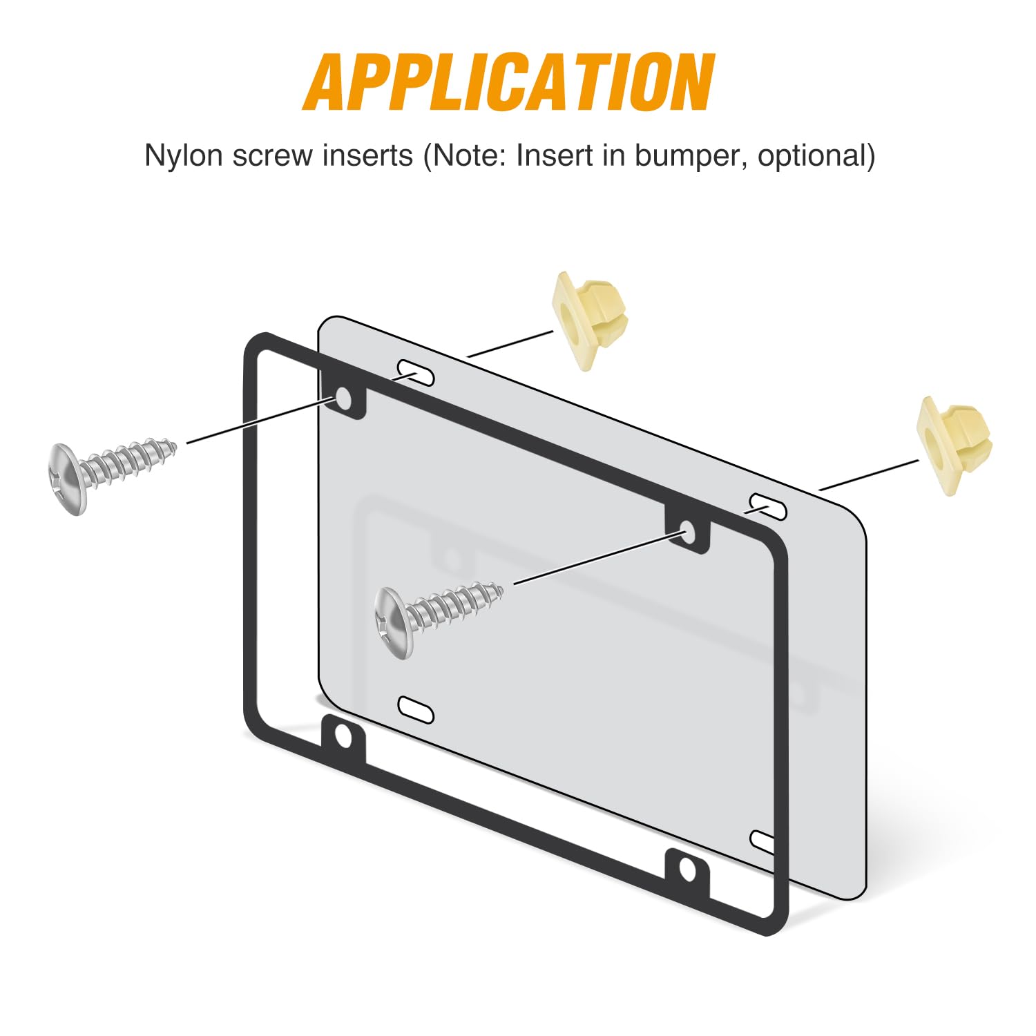 Gooacc License Plate Screw Kit, Stainless Steel Screws With Nylon Nuts For Fastening Front And Back License Plates On Cars, Suvs