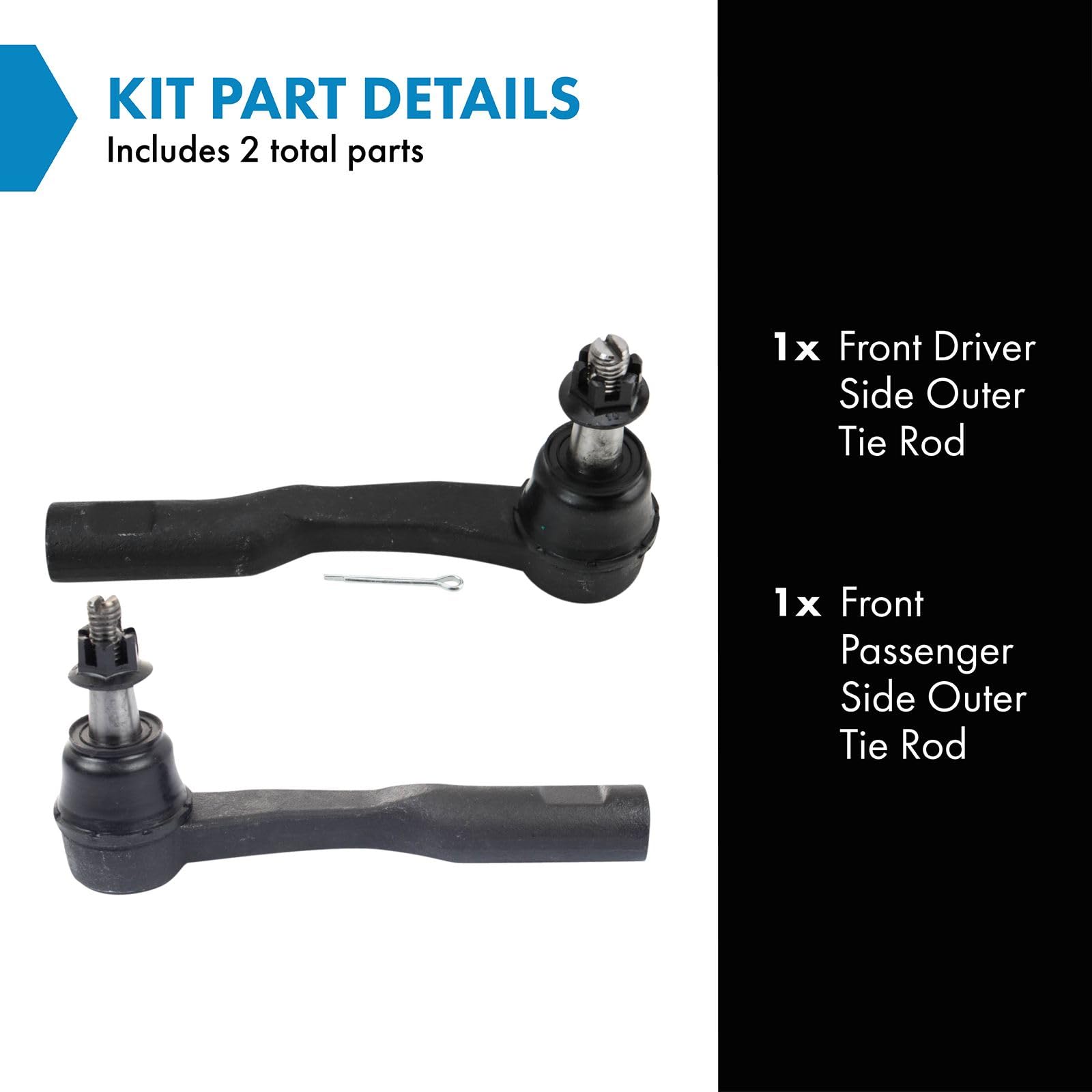 Trq Front Outer Tie Rod Set Compatible With 2013-2015 Chevrolet Malibu 2016 Malibu Limited