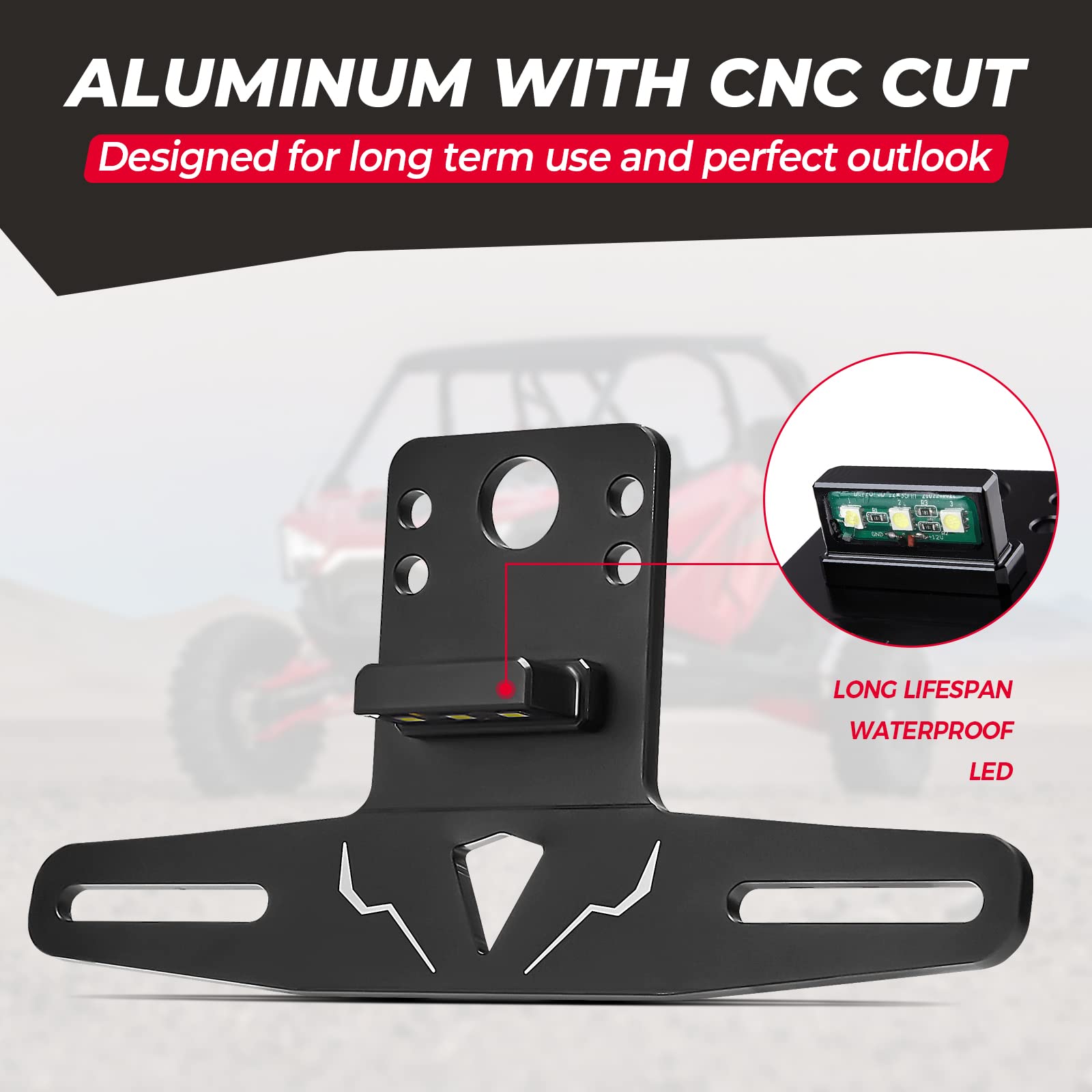 Kemimoto Utv License Plate Holder With Light Aluminum License Plate Frame Mount For Golf Cart Rv Truck Snowmobile Trailer Boat S