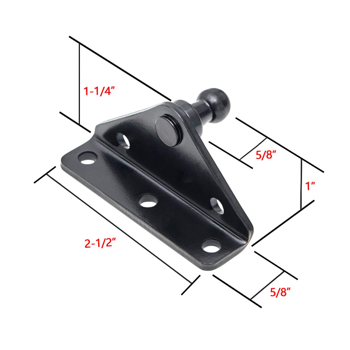 10Mm Ball Stud Mounting Bracket Angled L-Shaped Gas-Strut Mounts For Lift Supports Shocks Spring Prop, Black Set Of 4