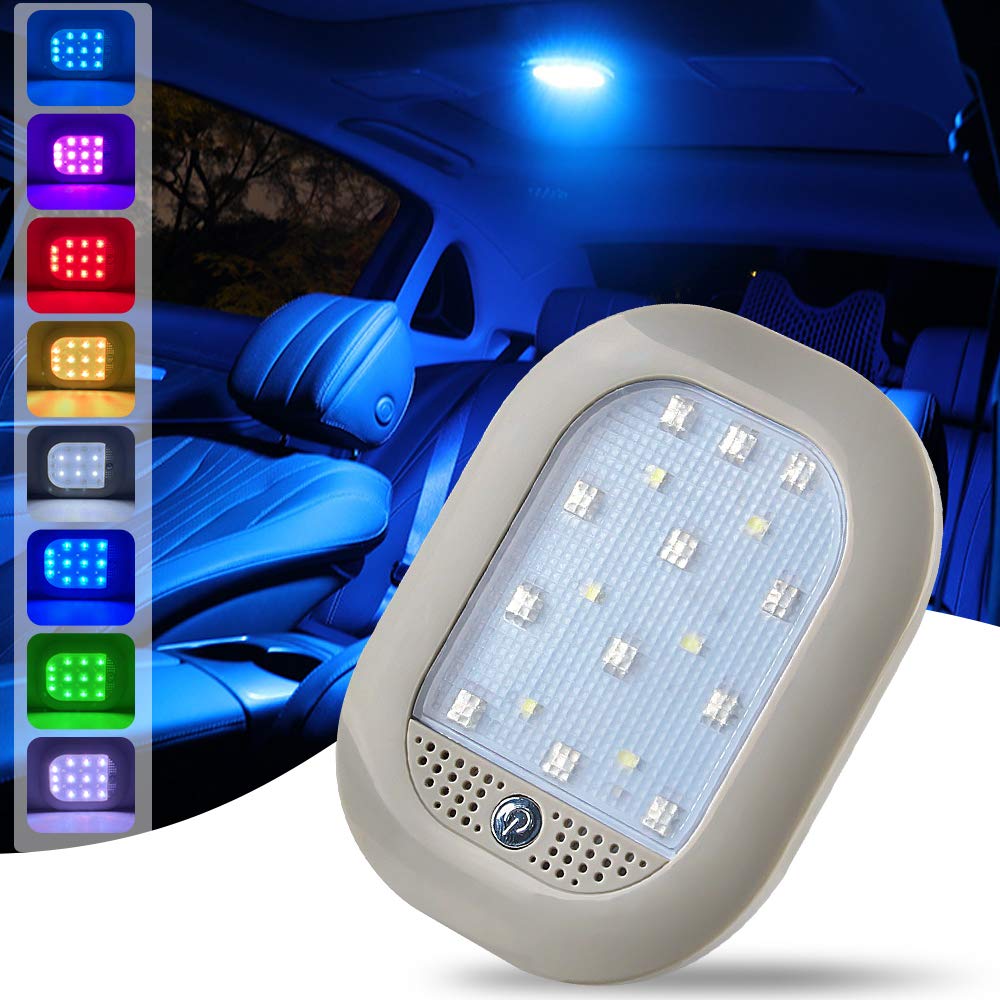 Teguangmei Upgraded Car Interior LED Truck Cargo Area Light, 8 Colors USB Rechargeable Reading Lamps, Multi-Function Auto Dome L