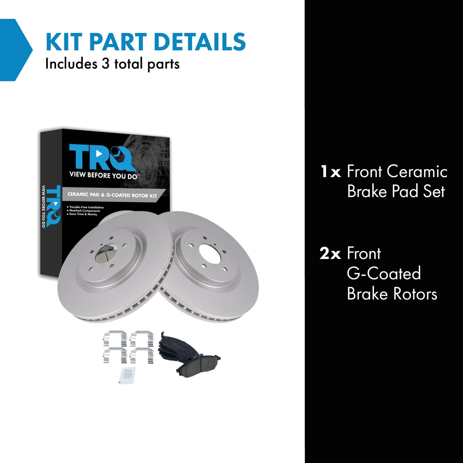 Trq Front Brake Pad & Rotor Kit Ceramic Premium G-Coated Compatible With 2011-2013 Infiniti M37 2015-2019 Q70L Nissan 370Z