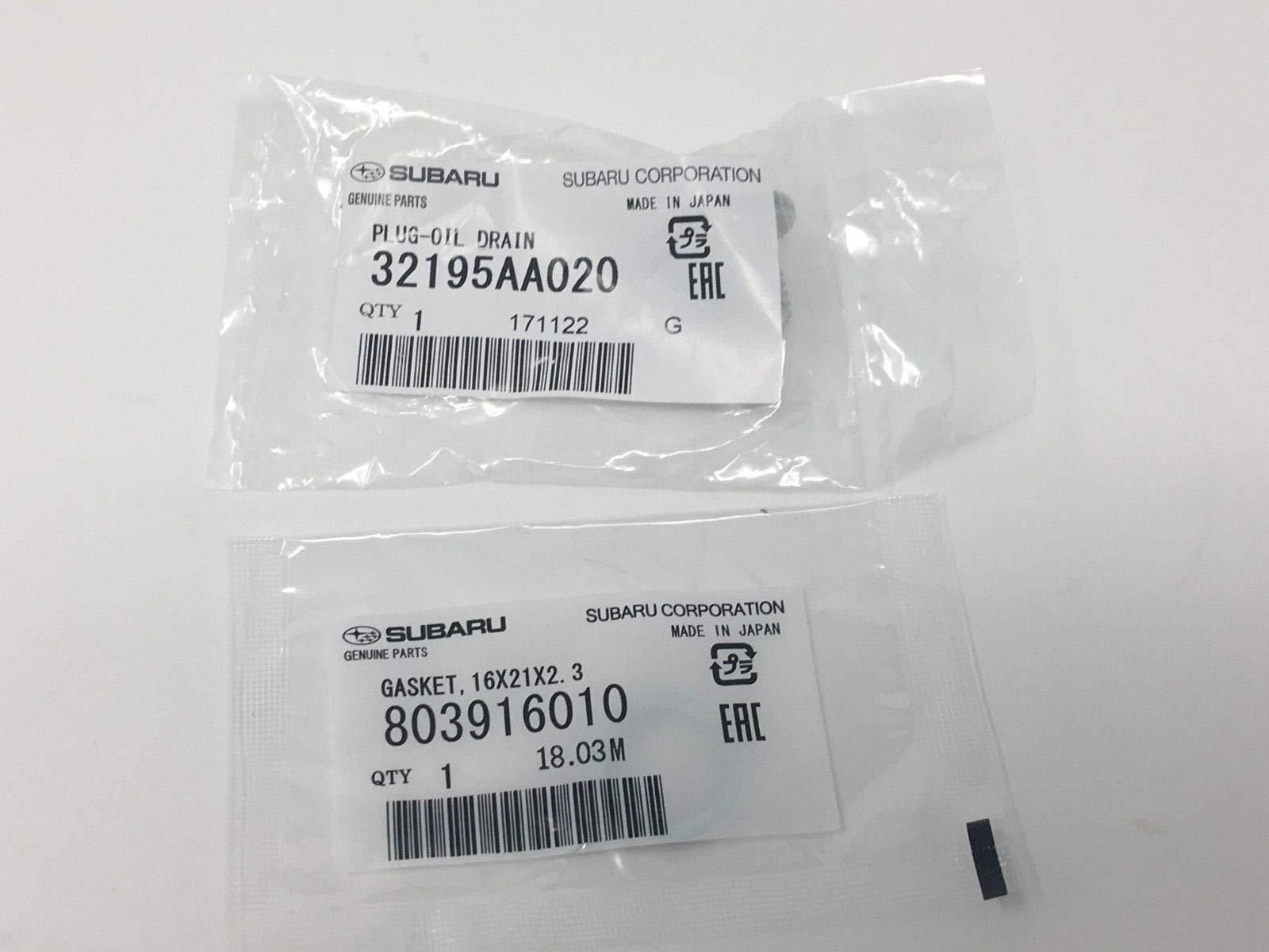 Subaru Oil Drain Plug & Crush Washer Gasket Set 32195AA021 & 803916010 Genuine OEM for 2011-2025 Models