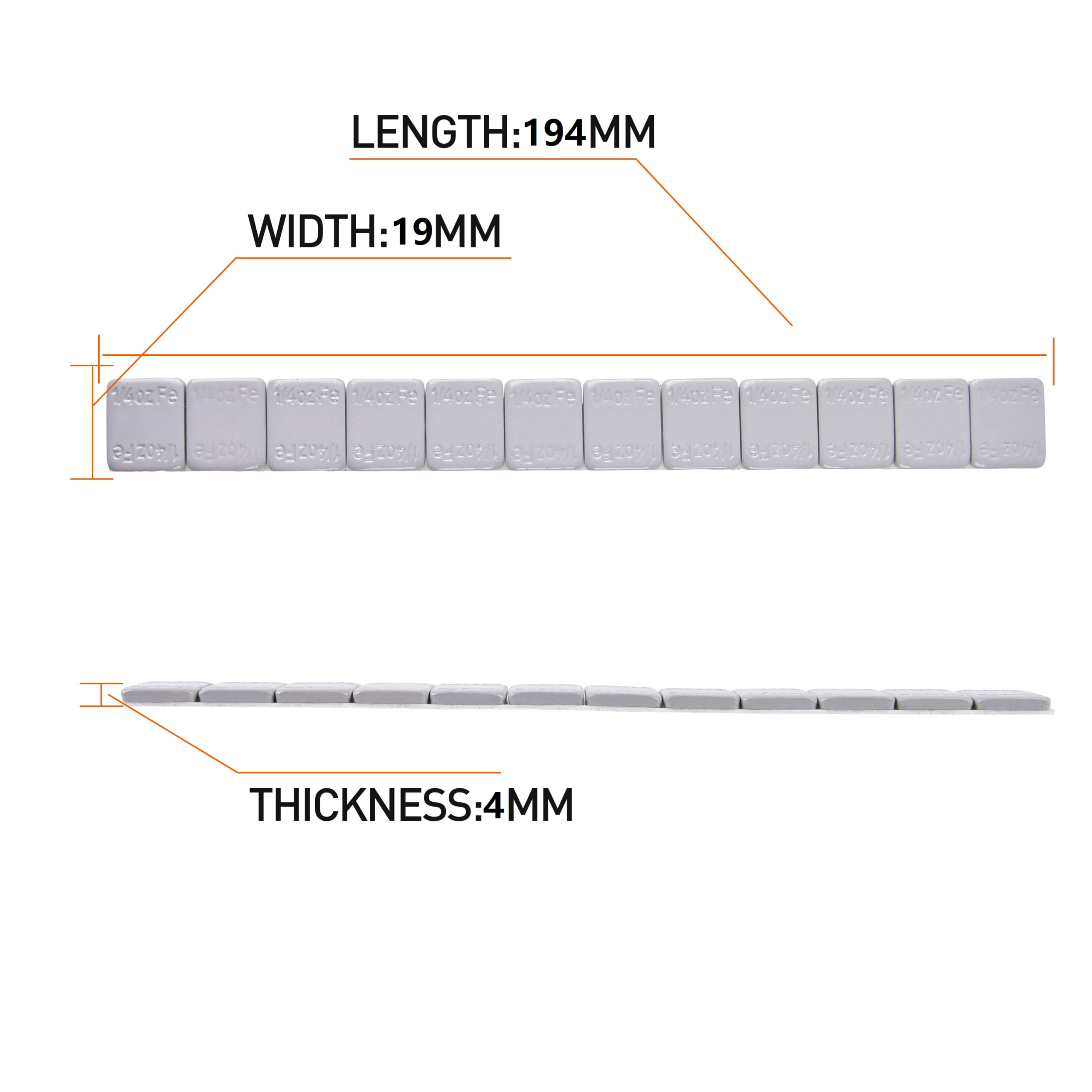 Aain A22D 1/4Oz 0.25Oz Gray Wheel Weights,Stick-On Wheel Weights,48 Strips Per Box,Low Profile, Easypeel Type, Cars, Trucks, Suv