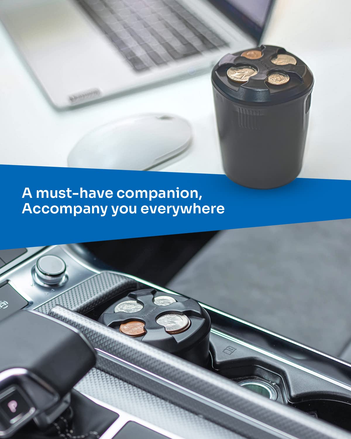 Joytutus Coin Holder For Car, High Capacity Coin Holder, Universal Car Coin Holder For Cup Holder, Change Holder Fit For Most Ca