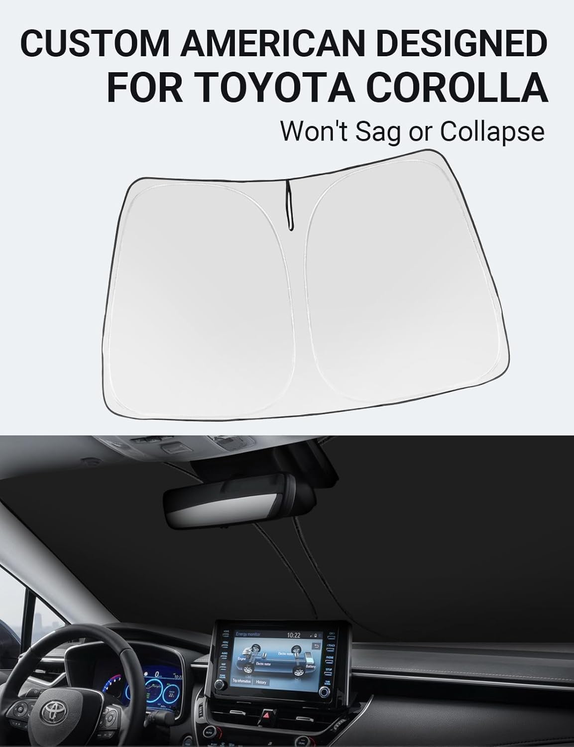 Proadsy 2025 Upgrade Front Windshield Sunshade Foldable Sun Shade Protector Custom Fit 2019-2024 2025 Toyota Corolla Se Xse L Le Xle Hybrid Sedan Accessories