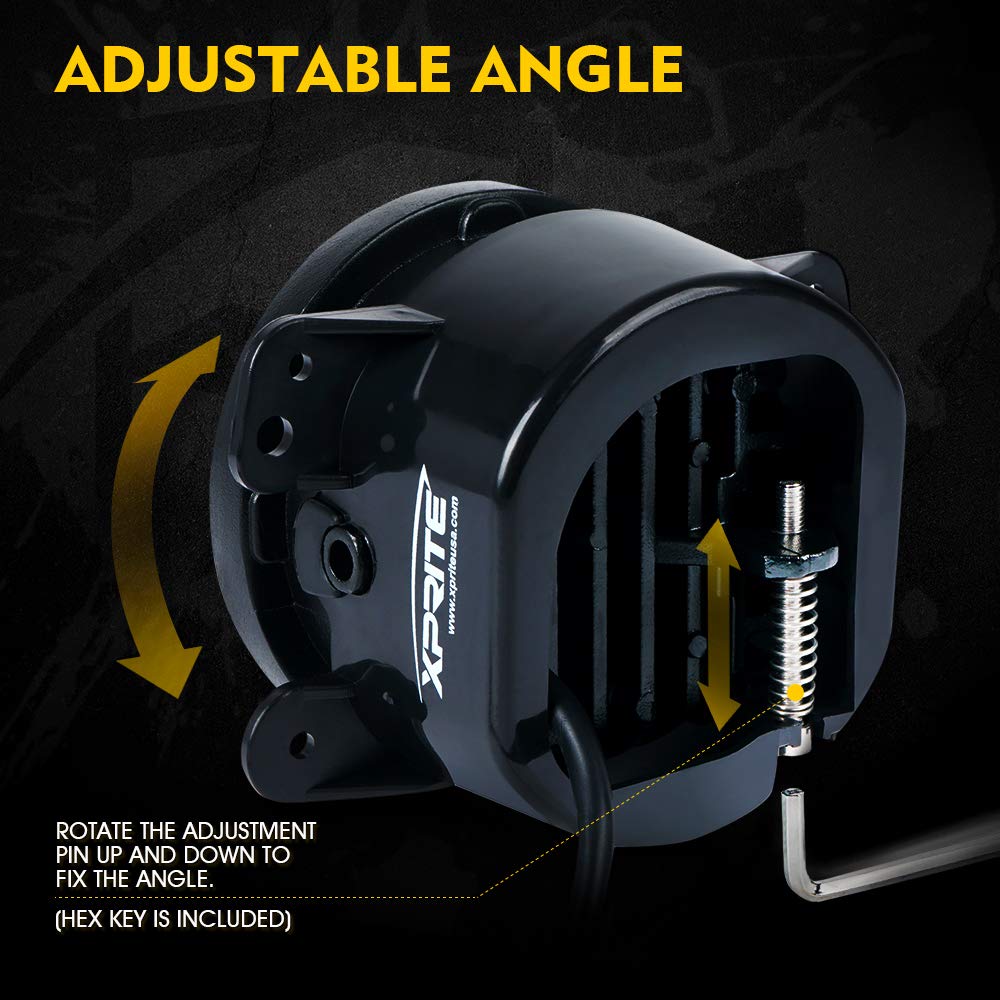 Xprite Fog Lights W/Amber Halo Ring Angle Eye Drl, 4 Inch Foglights Compatible With 07-18 Jeep Wrangler Jk, 60W Led Front Bumper