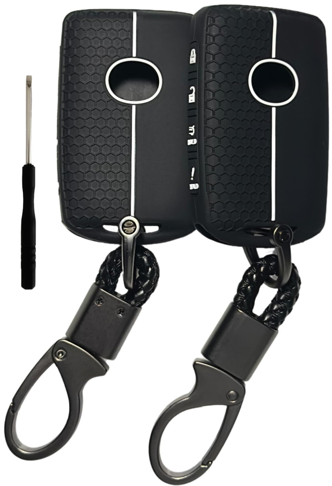 REPROTECTING Silicone Rubber Key Fob Cover Compatible with 2019-2025 Mazda 3 6 CX-30 CX-5 CX-9 CX-50 (2pcs Black+Key Chain, 4 Bu