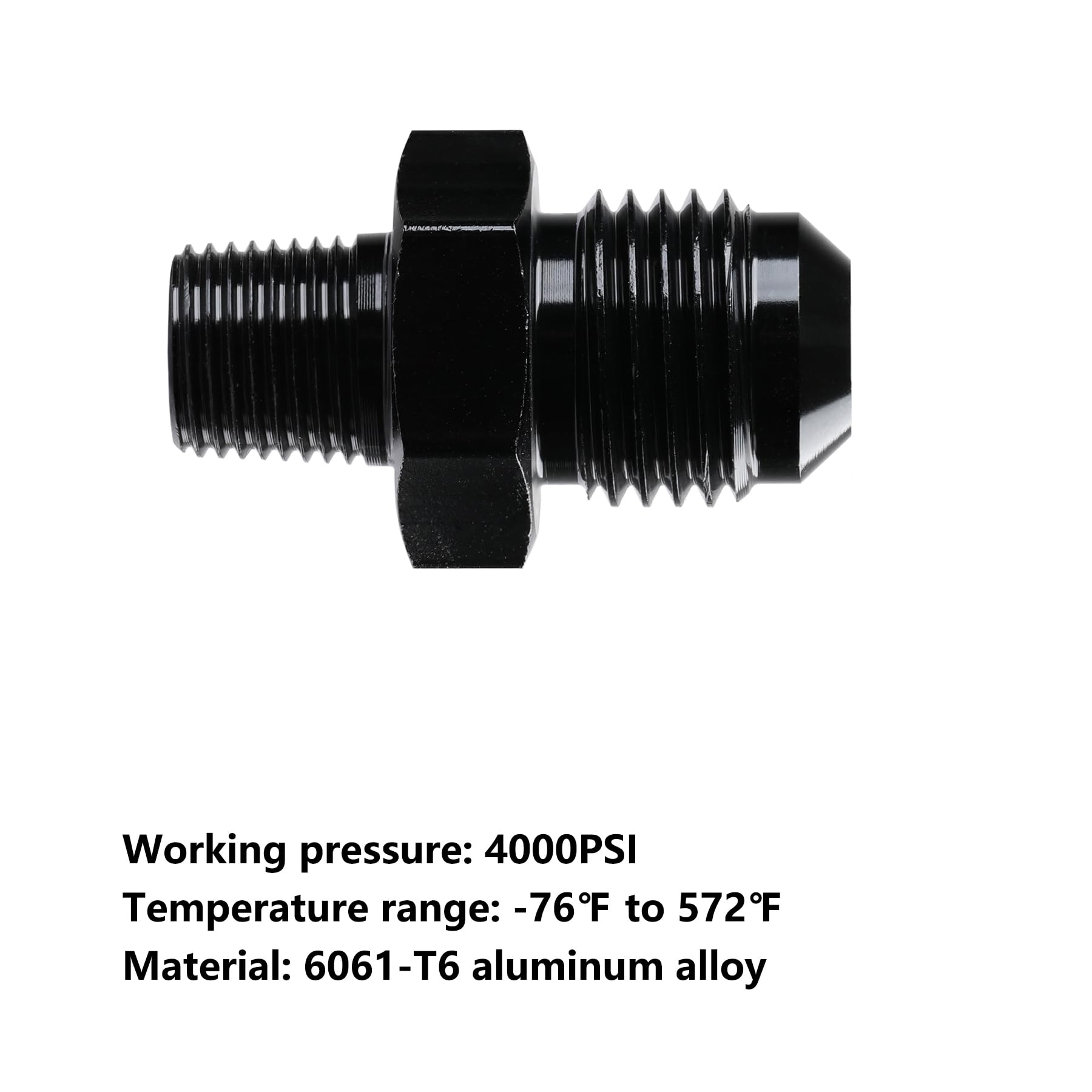 Ucreative 6An Male Flare To 1/8' Npt Pipe Fitting Adapter Aluminum Straight Black 2Pcs