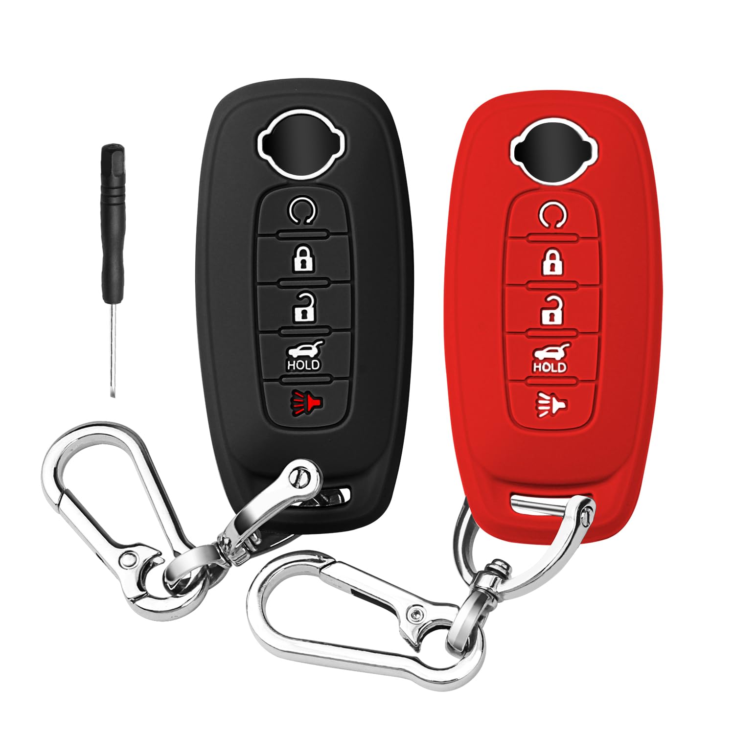 QBUC Key Fob Cover for Nissan, Car Key Fob Protector 5 Buttons Key Case Compatible with 2025 2024 2023 Pathfinder Rogue with Met